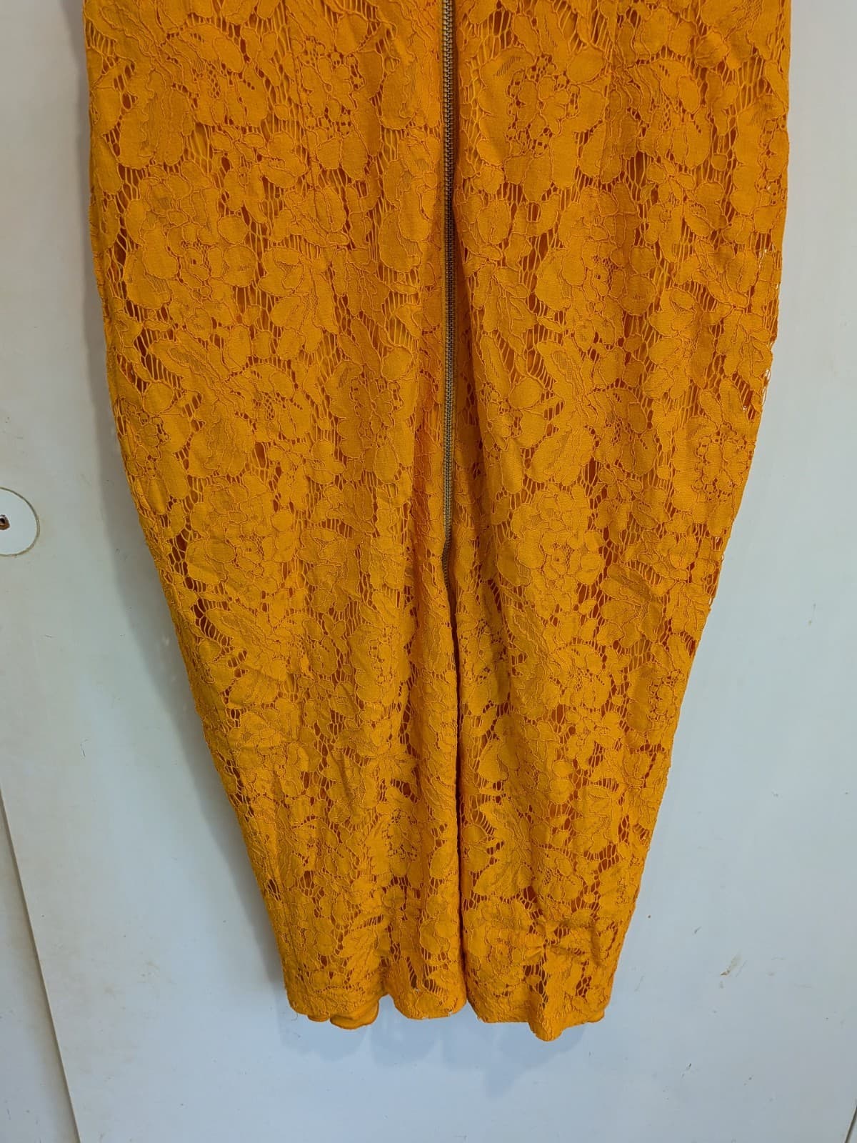 Alex Perry Dress AU 14 Mustard Lace Colour Block Midi Pencil Cocktail Occasion — photo 7 of 10