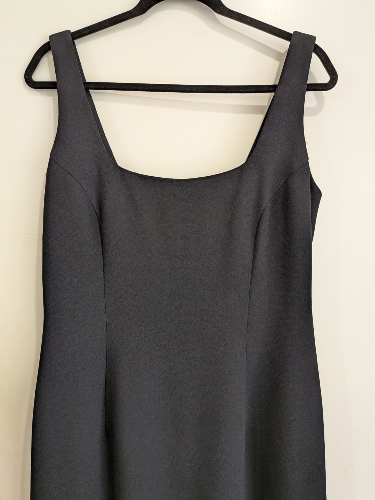 Vintage Cue Black Maxi Dress AU 14 Sleeveless Side Split Made in Australia — photo 4 of 12