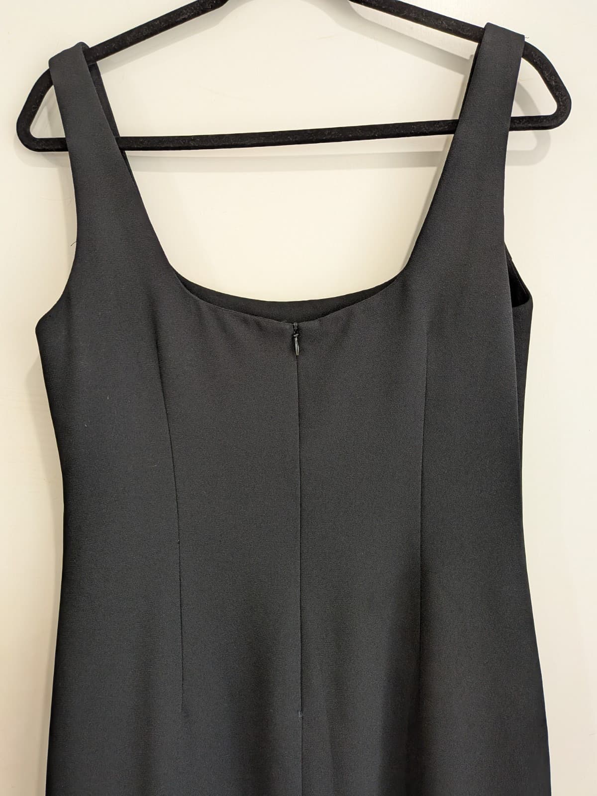 Vintage Cue Black Maxi Dress AU 14 Sleeveless Side Split Made in Australia — photo 8 of 12