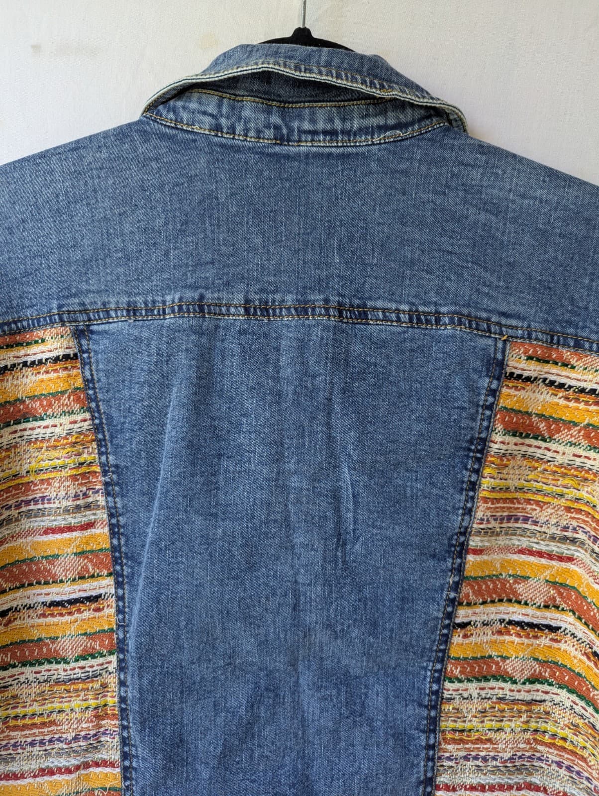 Chicos Jacket Blue Denim Multicolour Woven Boho Western Size AUS 14 US 10 — photo 12 of 15