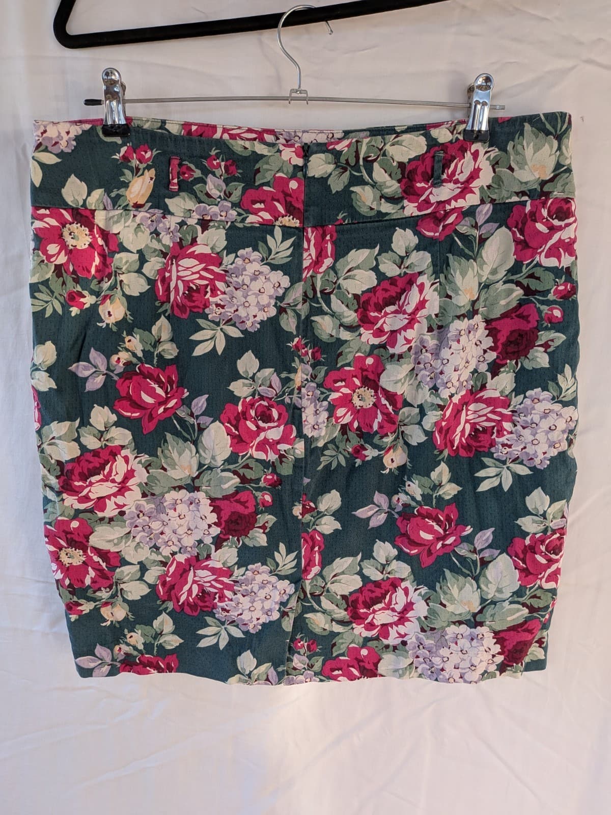 Review Skirt Pencil Floral Green Pink Cotton Stretch Corporate Office Size 16 — photo 7 of 11