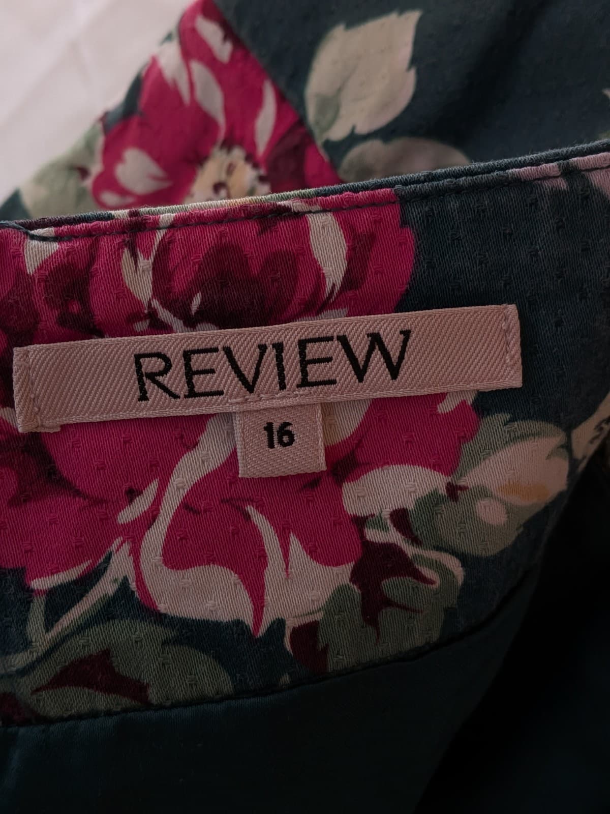 Review Skirt Pencil Floral Green Pink Cotton Stretch Corporate Office Size 16 — photo 10 of 11