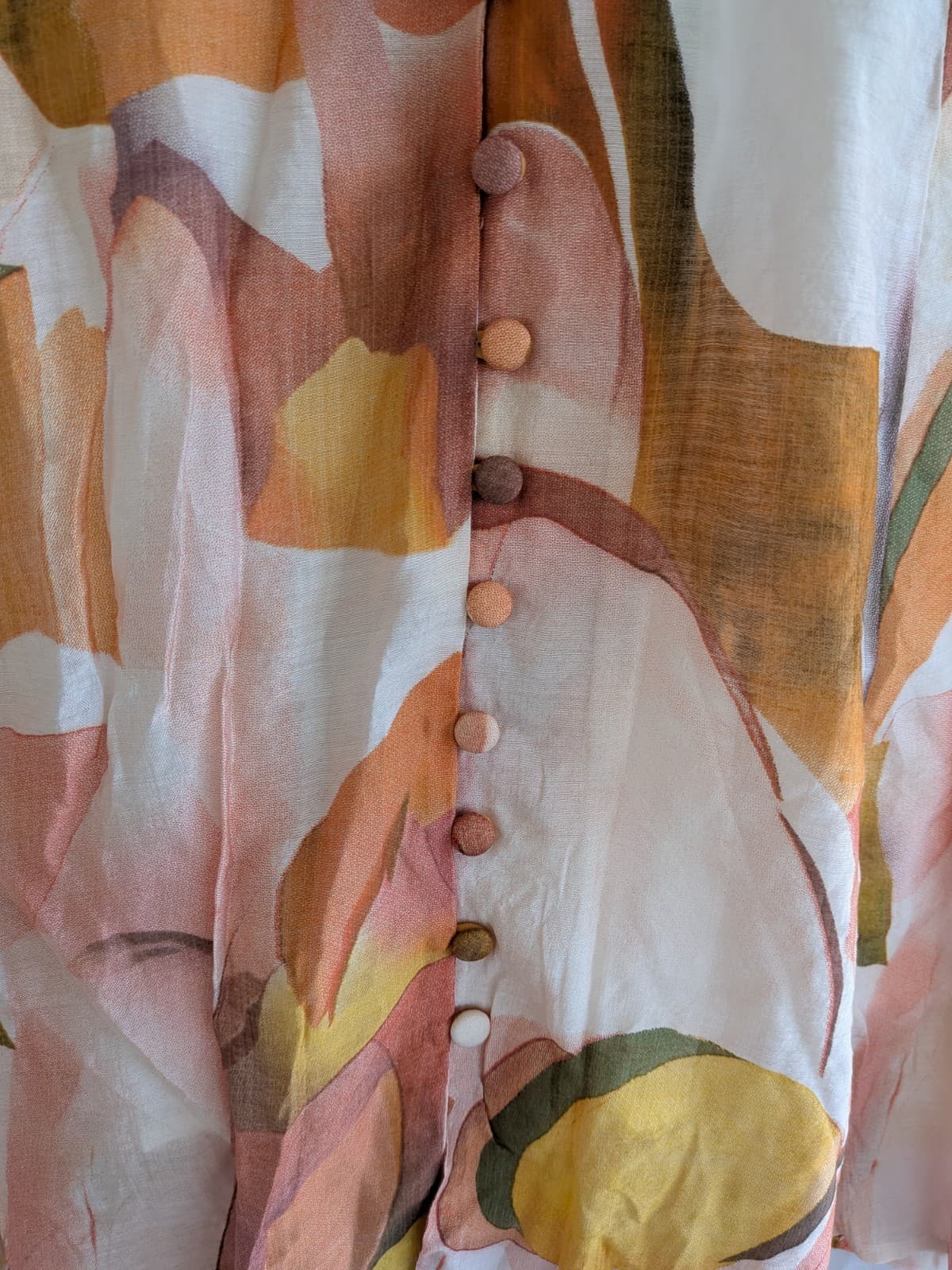 Jar Of Hearts Dress Abstract Print Button Front Boho Orange Viscose Size L — photo 3 of 10