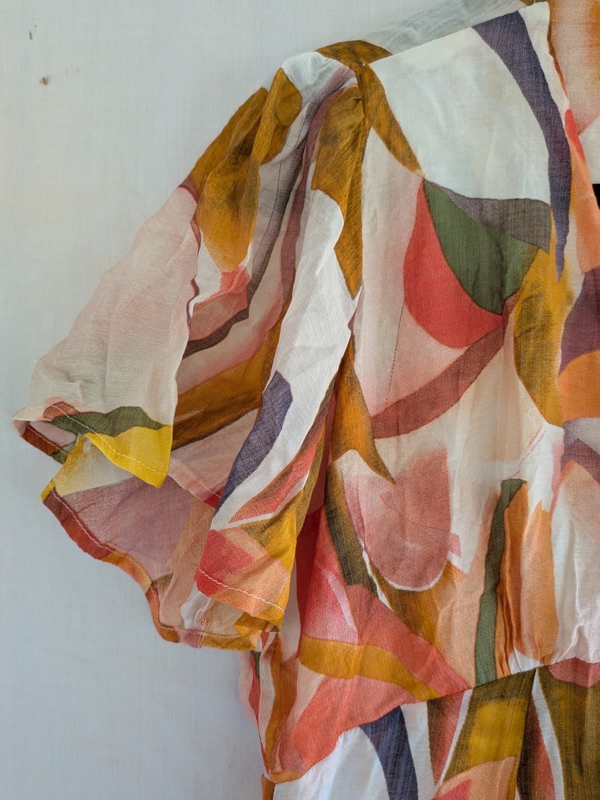 Jar Of Hearts Dress Abstract Print Button Front Boho Orange Viscose Size L — photo 4 of 10