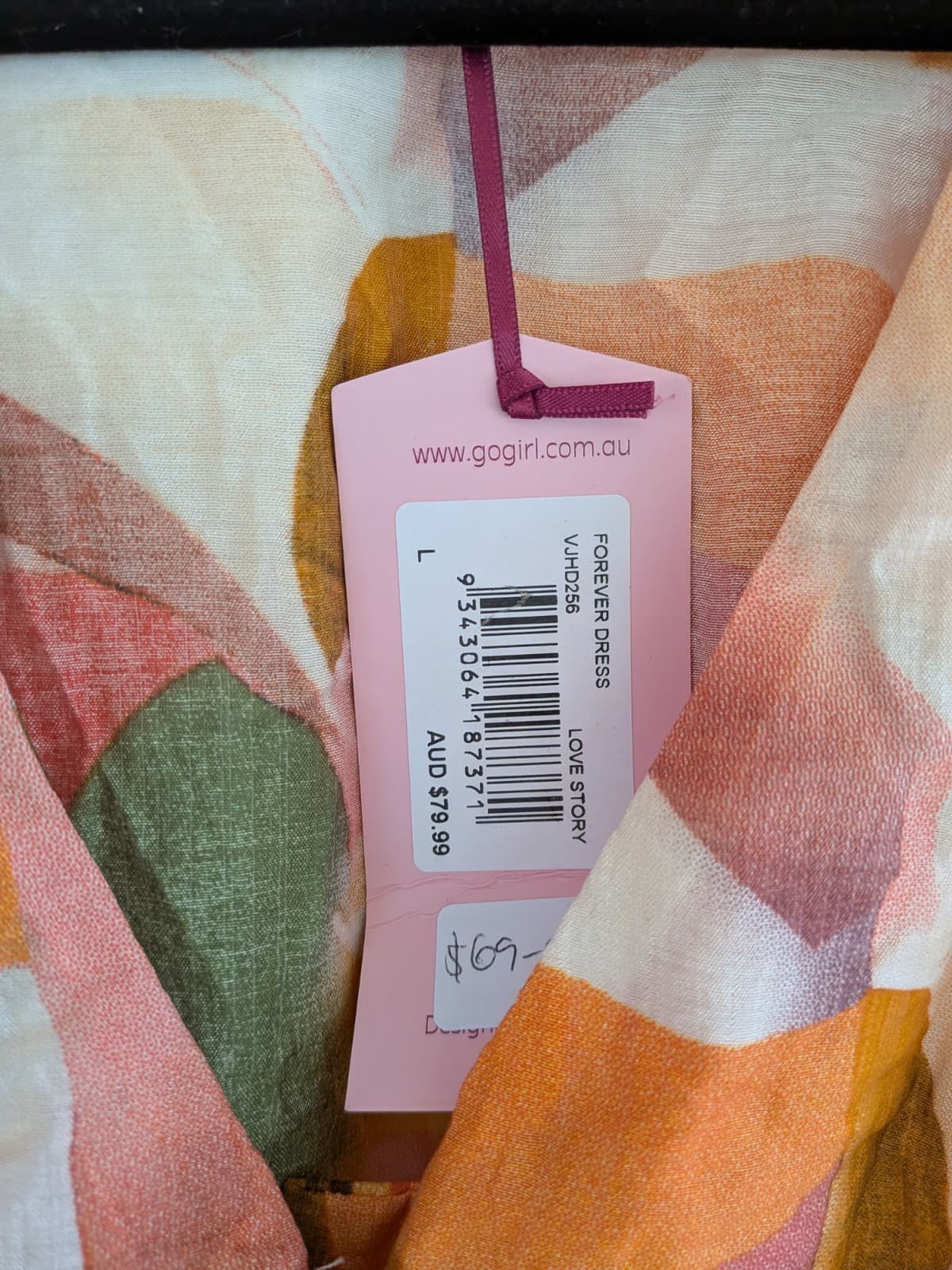Jar Of Hearts Dress Abstract Print Button Front Boho Orange Viscose Size L — photo 5 of 10