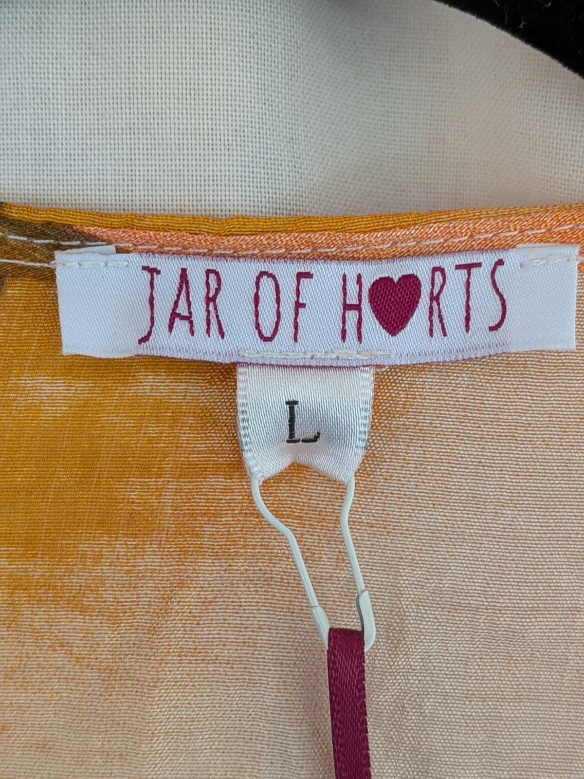 Jar Of Hearts Dress Abstract Print Button Front Boho Orange Viscose Size L — photo 6 of 10