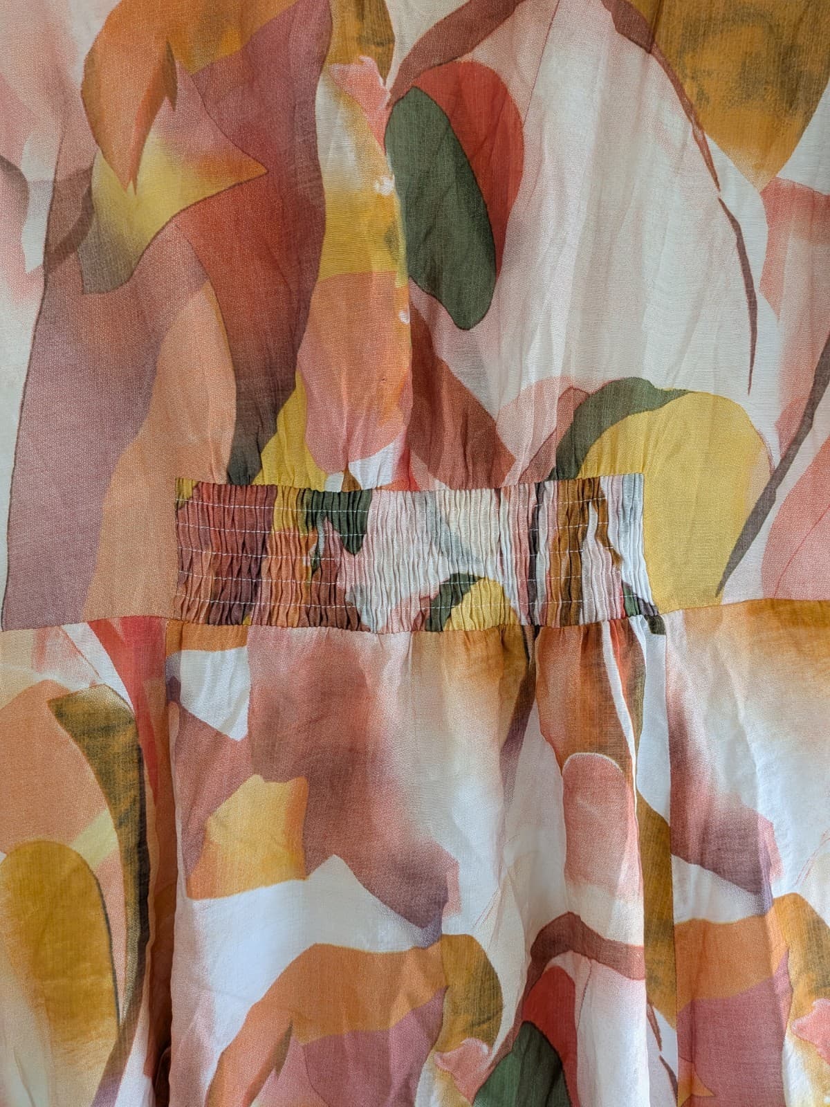 Jar Of Hearts Dress Abstract Print Button Front Boho Orange Viscose Size L — photo 10 of 10