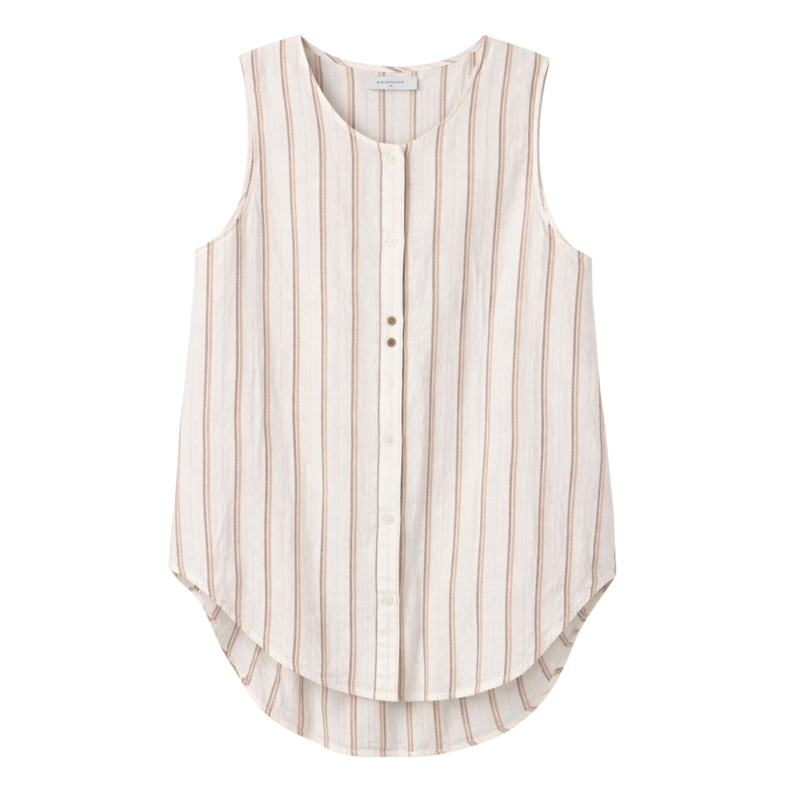 Nude Lucy Linen Top Beige Stripe Sleeveless Button Front Summer Resort XL 14 16 — photo 1 of 7
