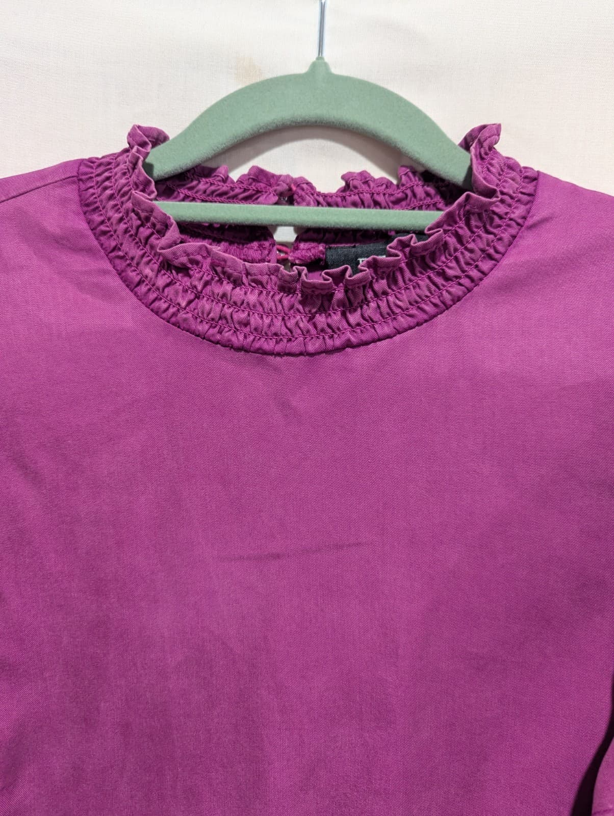 Decjuba Top Purple Lyocell Long Sleeve Ruffle Front Blouse Size Aus 12 — photo 6 of 11