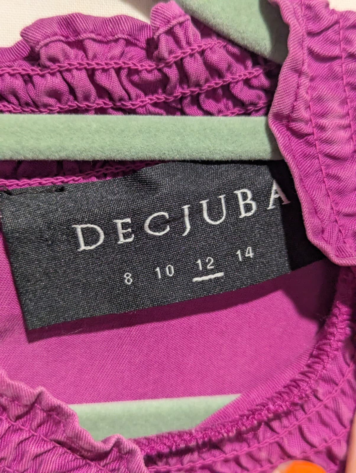 Decjuba Top Purple Lyocell Long Sleeve Ruffle Front Blouse Size Aus 12 — photo 9 of 11