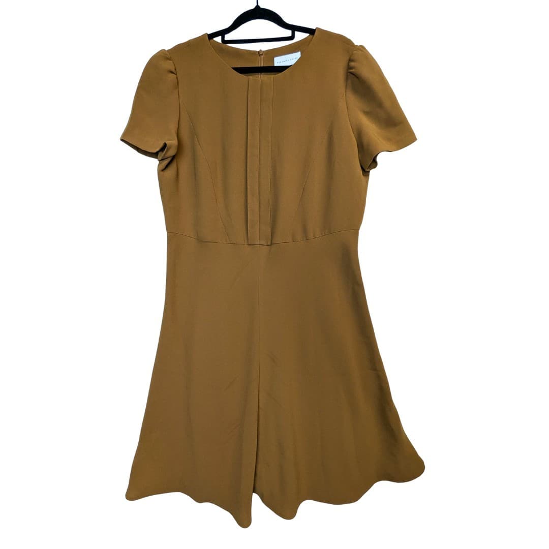 Veronika Maine Dress Tan Yellow Flowy Fit Flare Corporate Work Size Aus 16 US 12 — photo 2 of 7