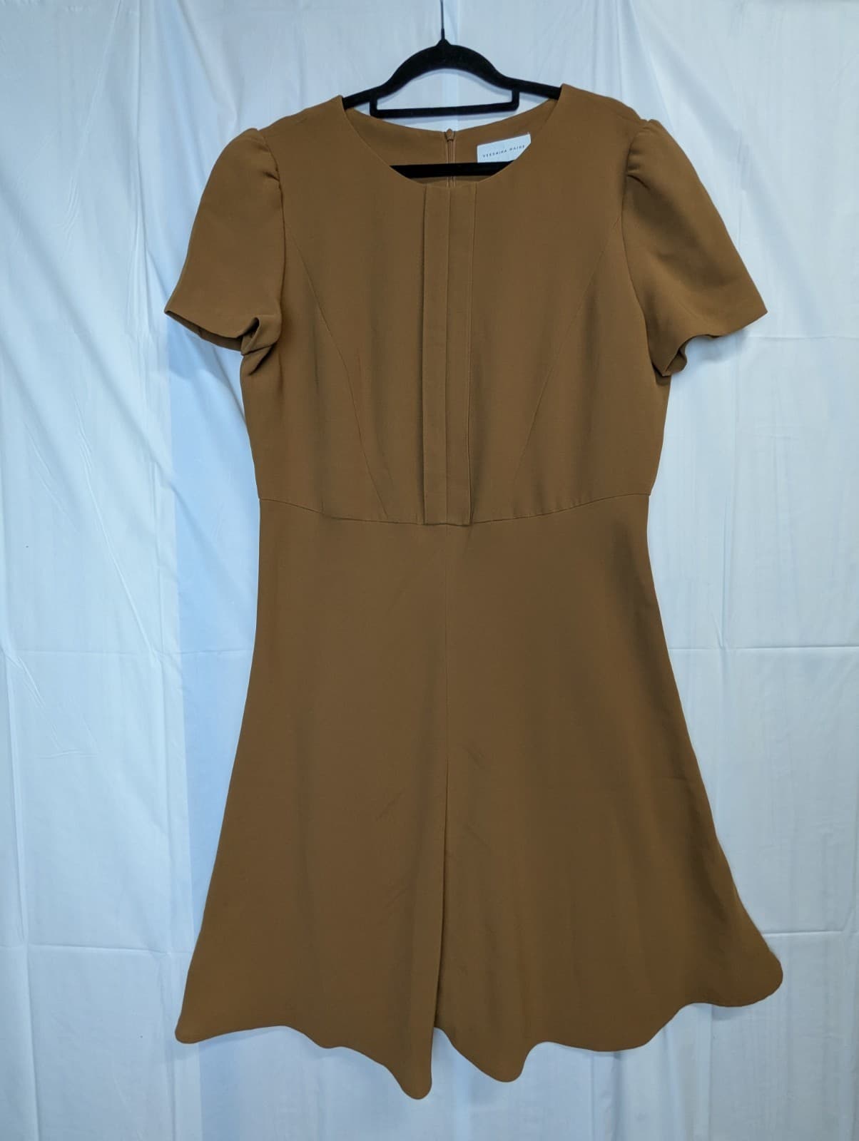 Veronika Maine Dress Tan Yellow Flowy Fit Flare Corporate Work Size Aus 16 US 12 — photo 3 of 7