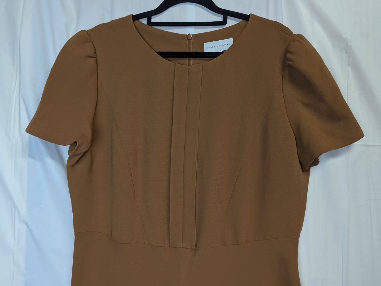 Veronika Maine Dress Tan Yellow Flowy Fit Flare Corporate Work Size Aus 16 US 12 — photo 4 of 7