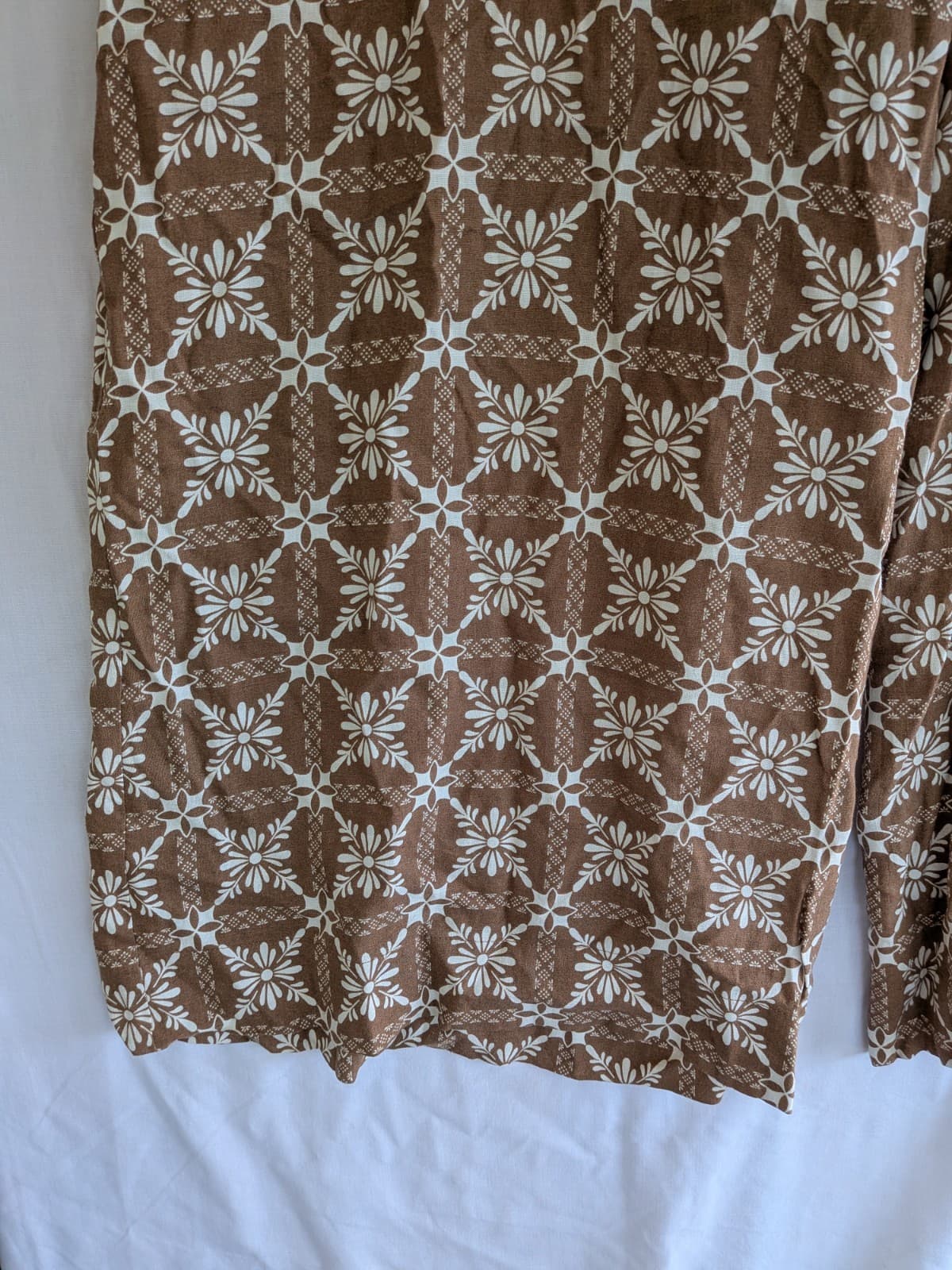 Isle of Mine Wide Leg Pants XL Brown Floral Print High Waist Pockets Boho — photo 3 of 11
