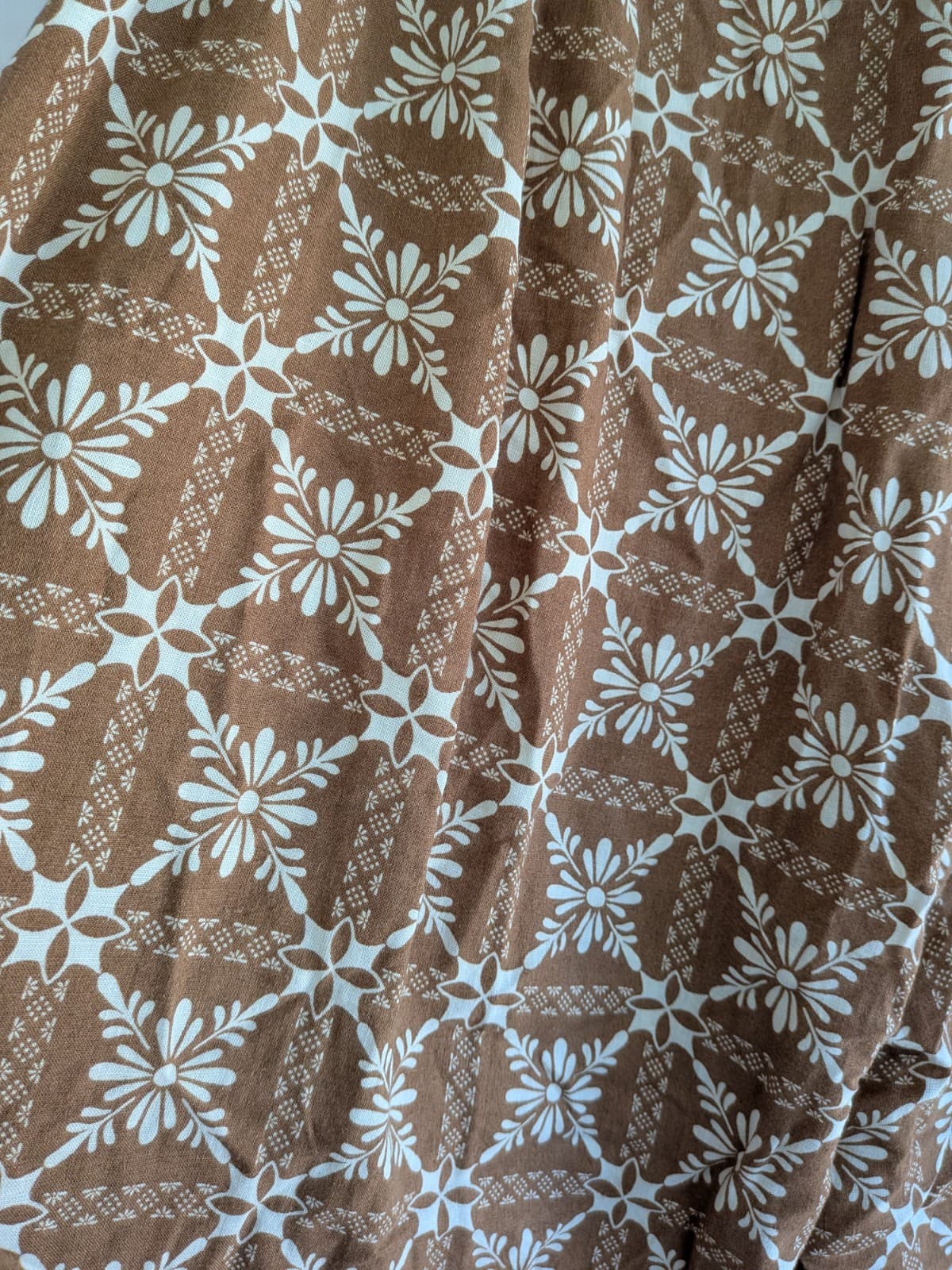Isle of Mine Wide Leg Pants XL Brown Floral Print High Waist Pockets Boho — photo 9 of 11