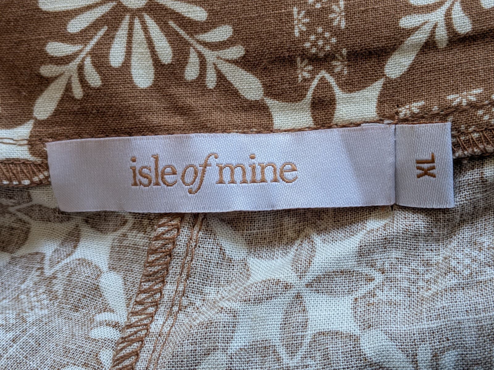 Isle of Mine Wide Leg Pants XL Brown Floral Print High Waist Pockets Boho — photo 10 of 11