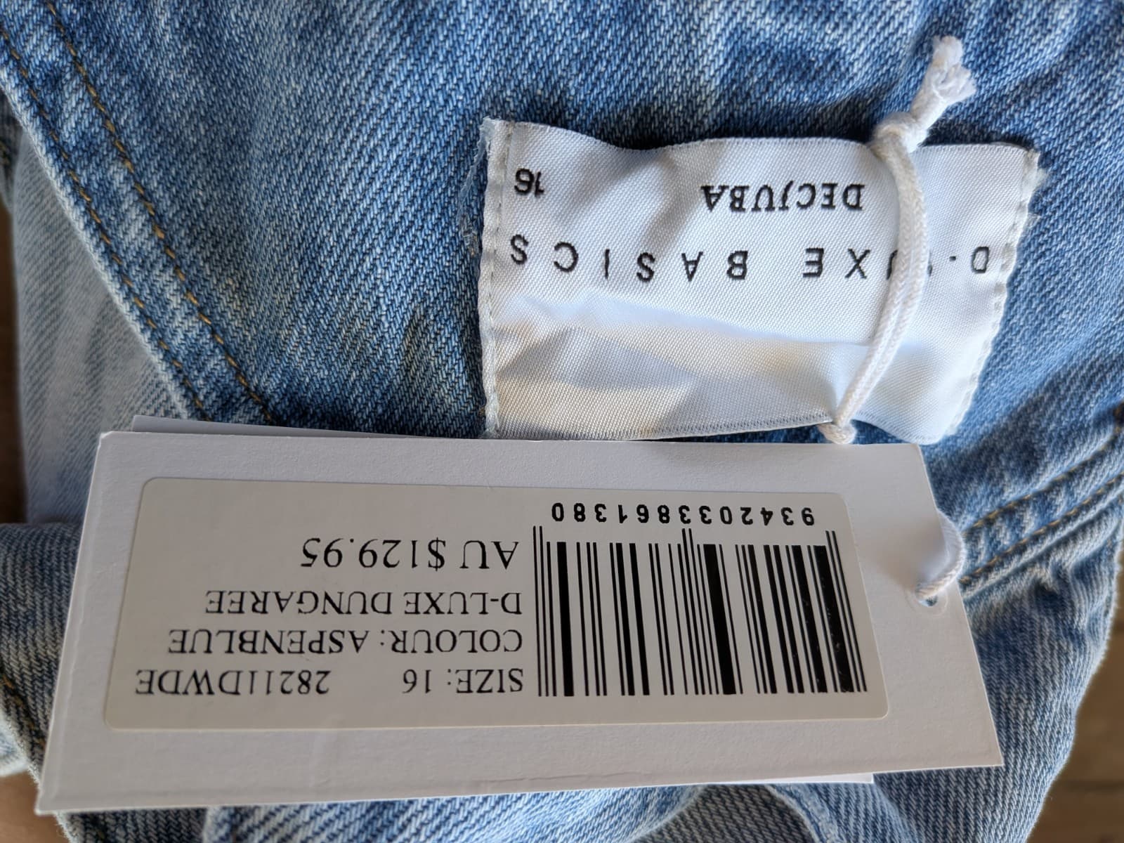 Decjuba Denim Dungarees Size 16 Blue Short Overalls Bib Adjustable Cotton NWT — photo 7 of 9