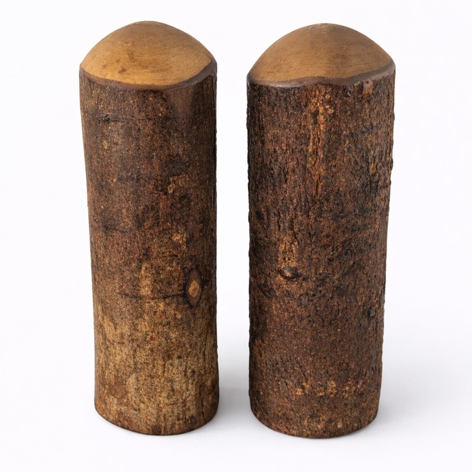 Rustic Wooden Salt and Pepper Shakers Bark Wood Farmhouse Kitchen Decor — photo 1 of 10