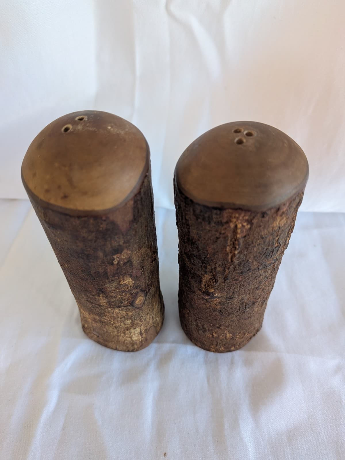Rustic Wooden Salt and Pepper Shakers Bark Wood Farmhouse Kitchen Decor — photo 4 of 10