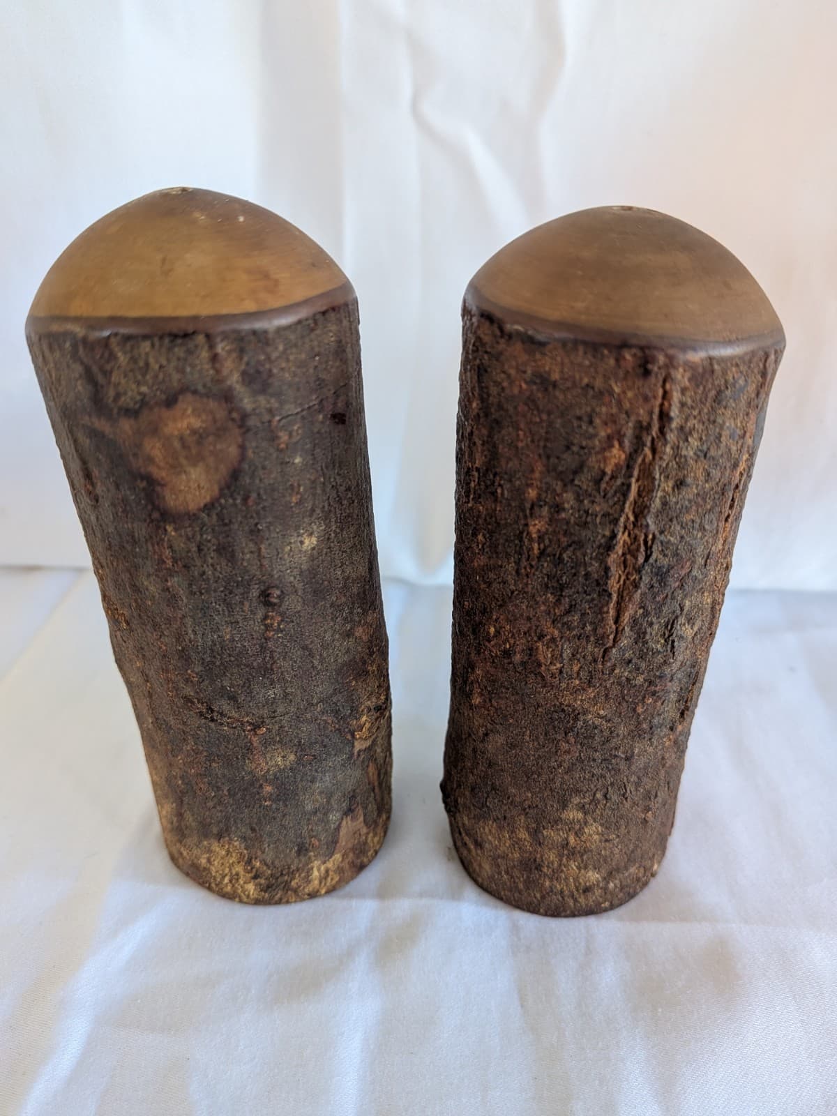 Rustic Wooden Salt and Pepper Shakers Bark Wood Farmhouse Kitchen Decor — photo 5 of 10