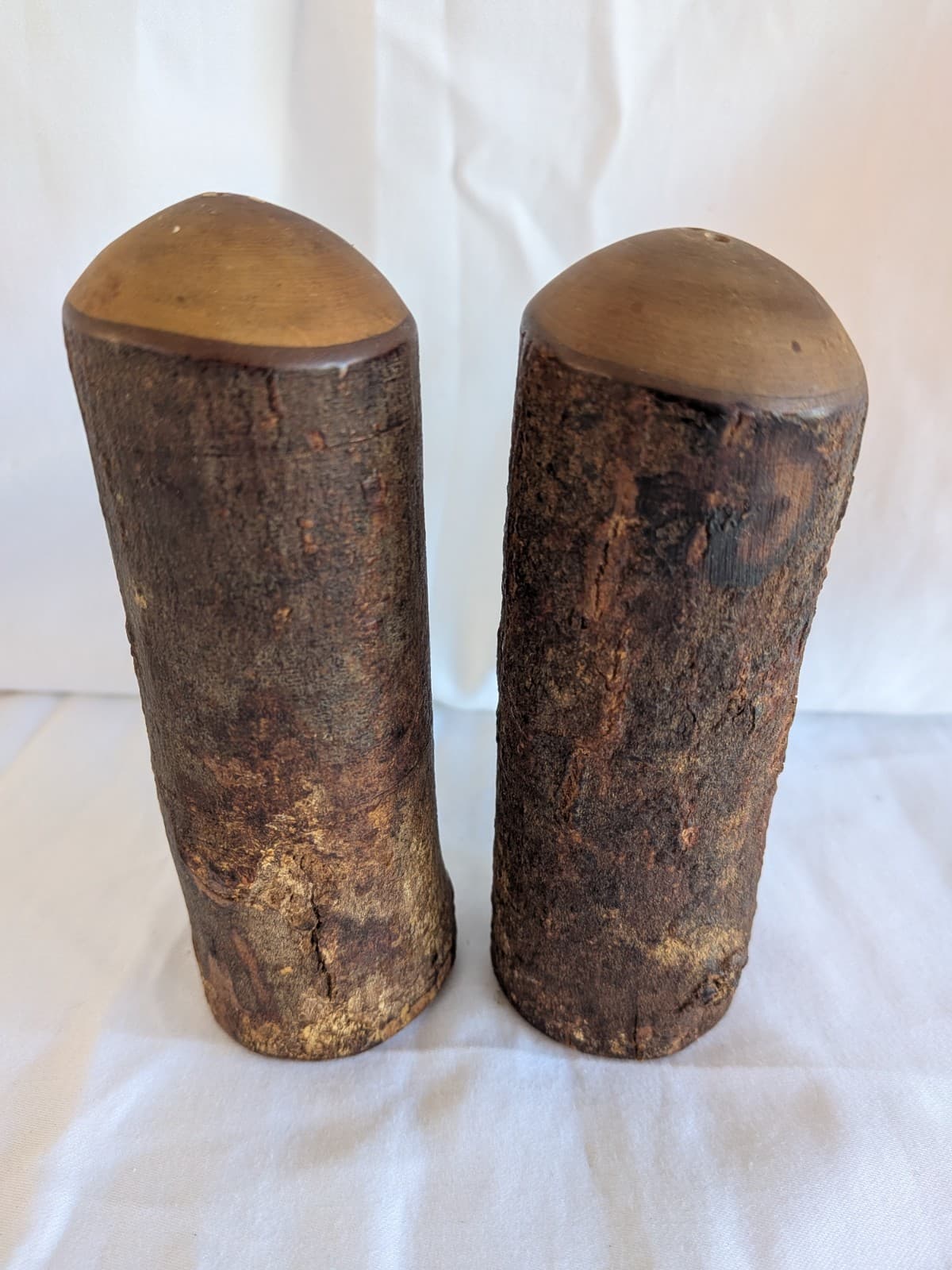 Rustic Wooden Salt and Pepper Shakers Bark Wood Farmhouse Kitchen Decor — photo 6 of 10