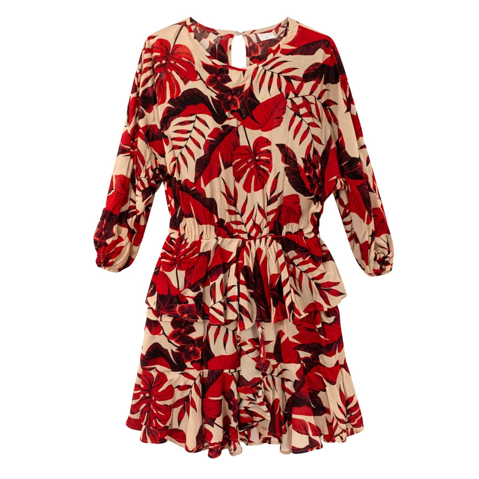 Johanna Ortiz x H&M Ruffled Floral Mini Dress Tropical Red Size Aus 16 — photo 1 of 14