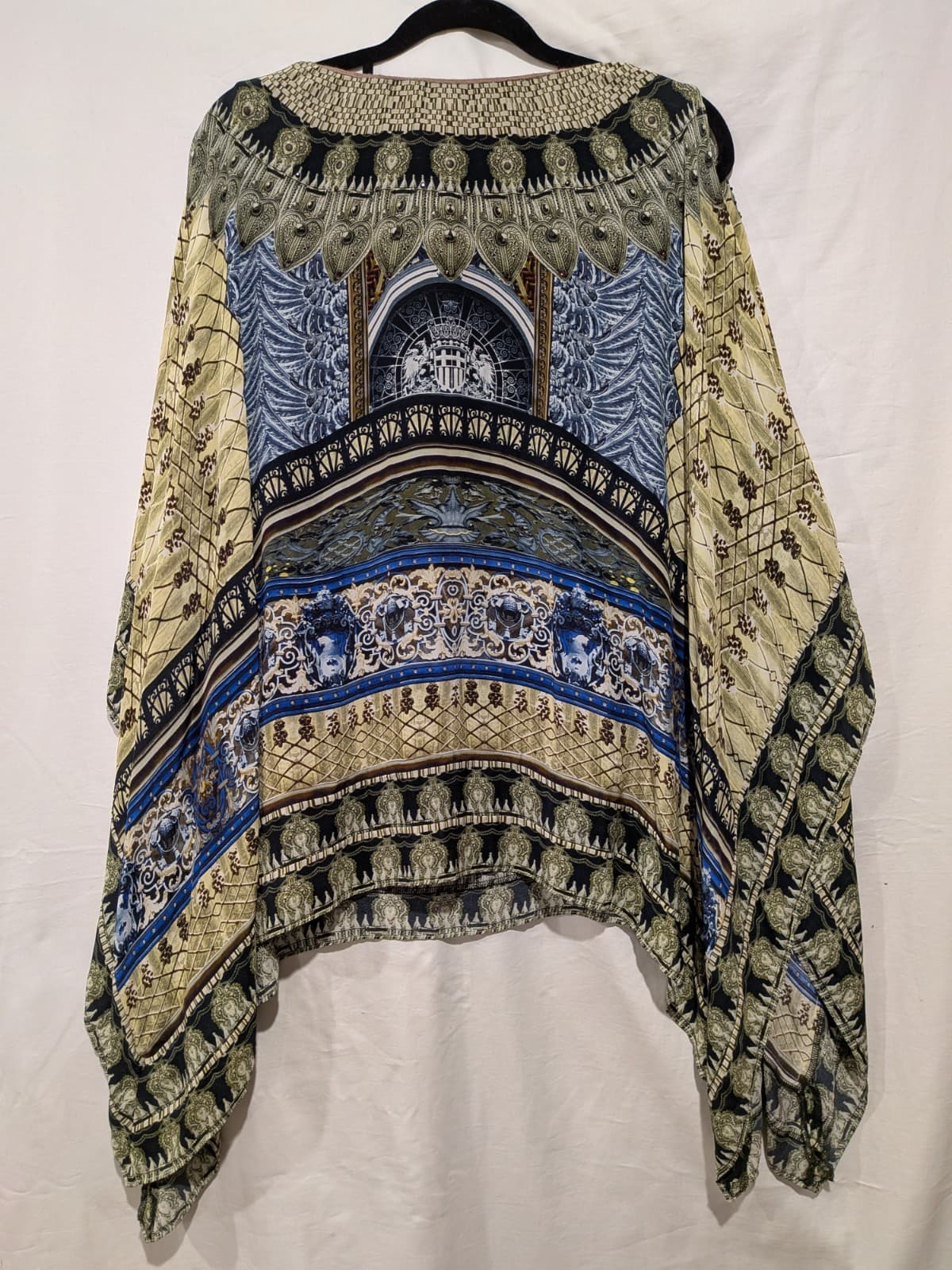 Camilla Kaftan Gargoyles Reach Embellished Crystals Silk Wool Size 2 Top Short — photo 16 of 17