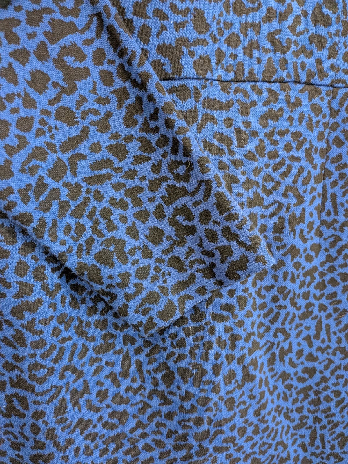 Leona Edmiston Dress AU 16 Blue Animal Print Stretch Sheath Work Office Midi — photo 3 of 8