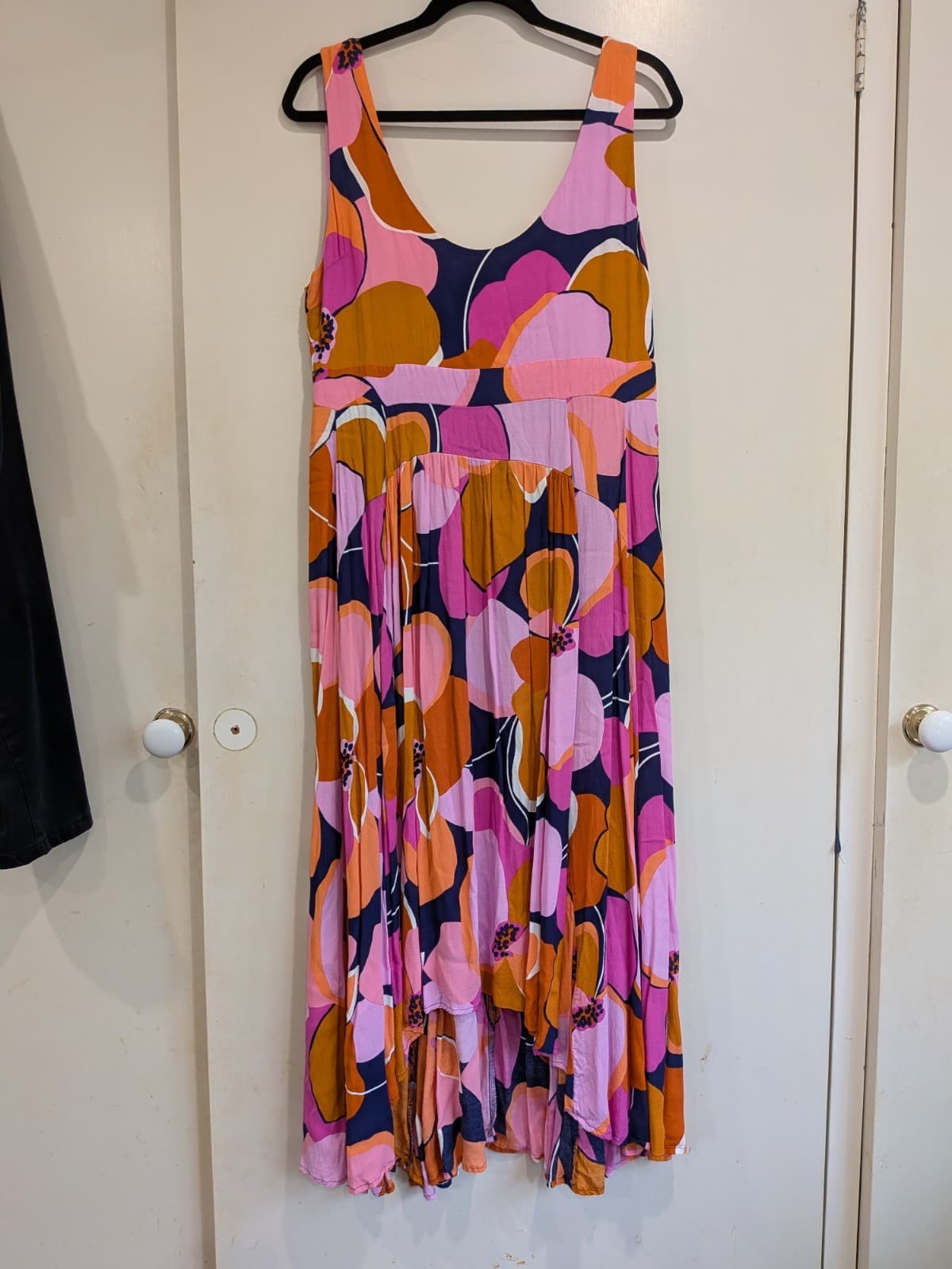 Mister Zimi Maxi Dress Size 16 Pink Orange Floral Viscose — photo 2 of 10