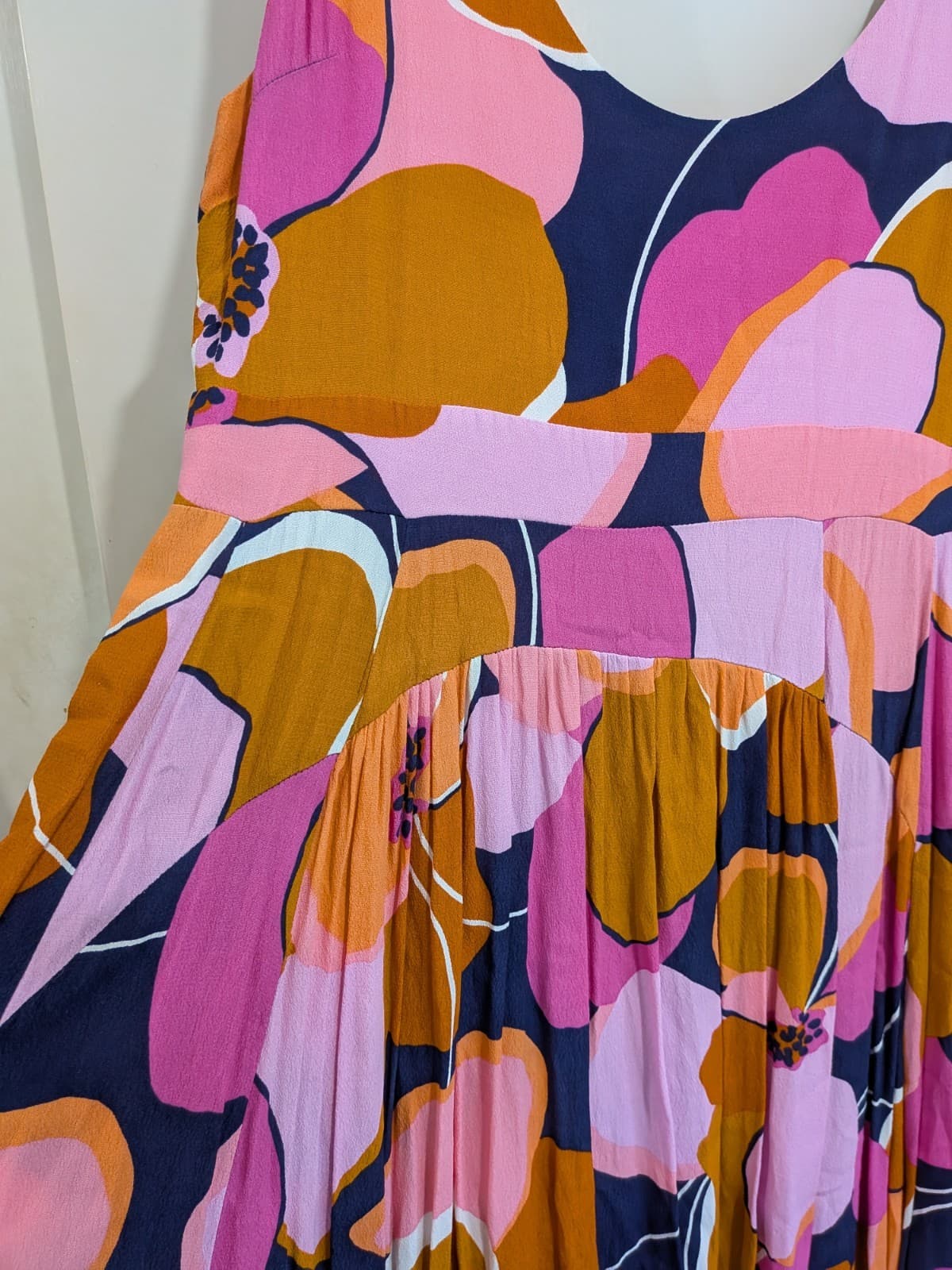 Mister Zimi Maxi Dress Size 16 Pink Orange Floral Viscose — photo 5 of 10