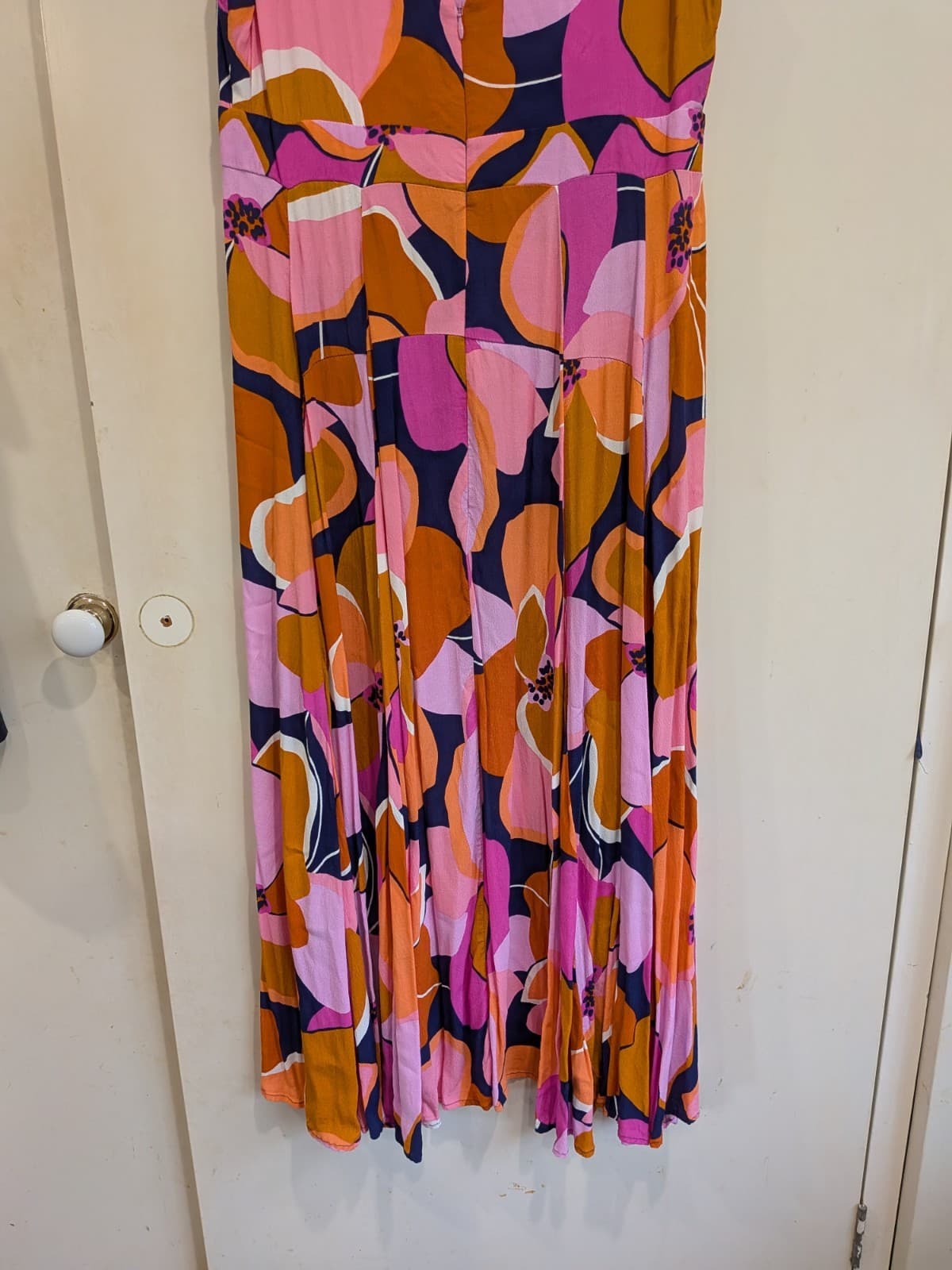 Mister Zimi Maxi Dress Size 16 Pink Orange Floral Viscose — photo 7 of 10