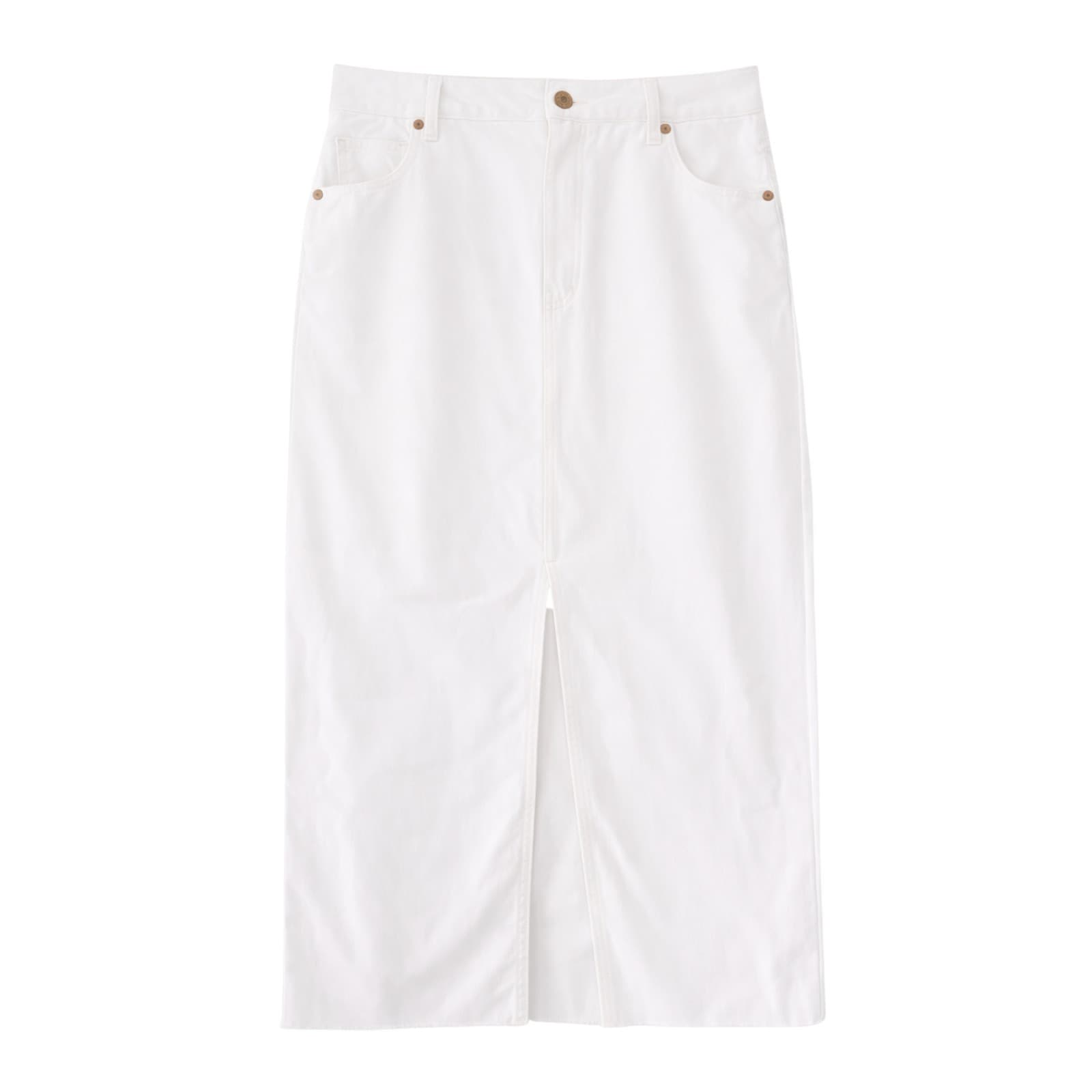 Sportsgirl Womens White Denim Midi Skirt Front Split Raw Hem Size 16 — photo 1 of 11