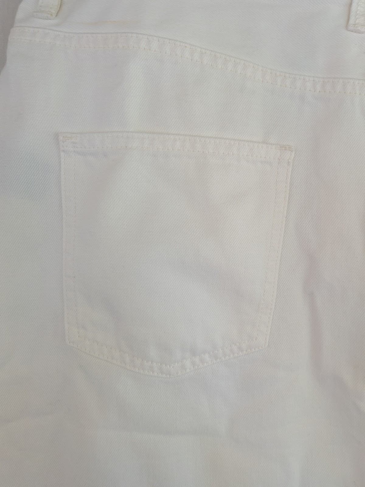Sportsgirl Womens White Denim Midi Skirt Front Split Raw Hem Size 16 — photo 9 of 11