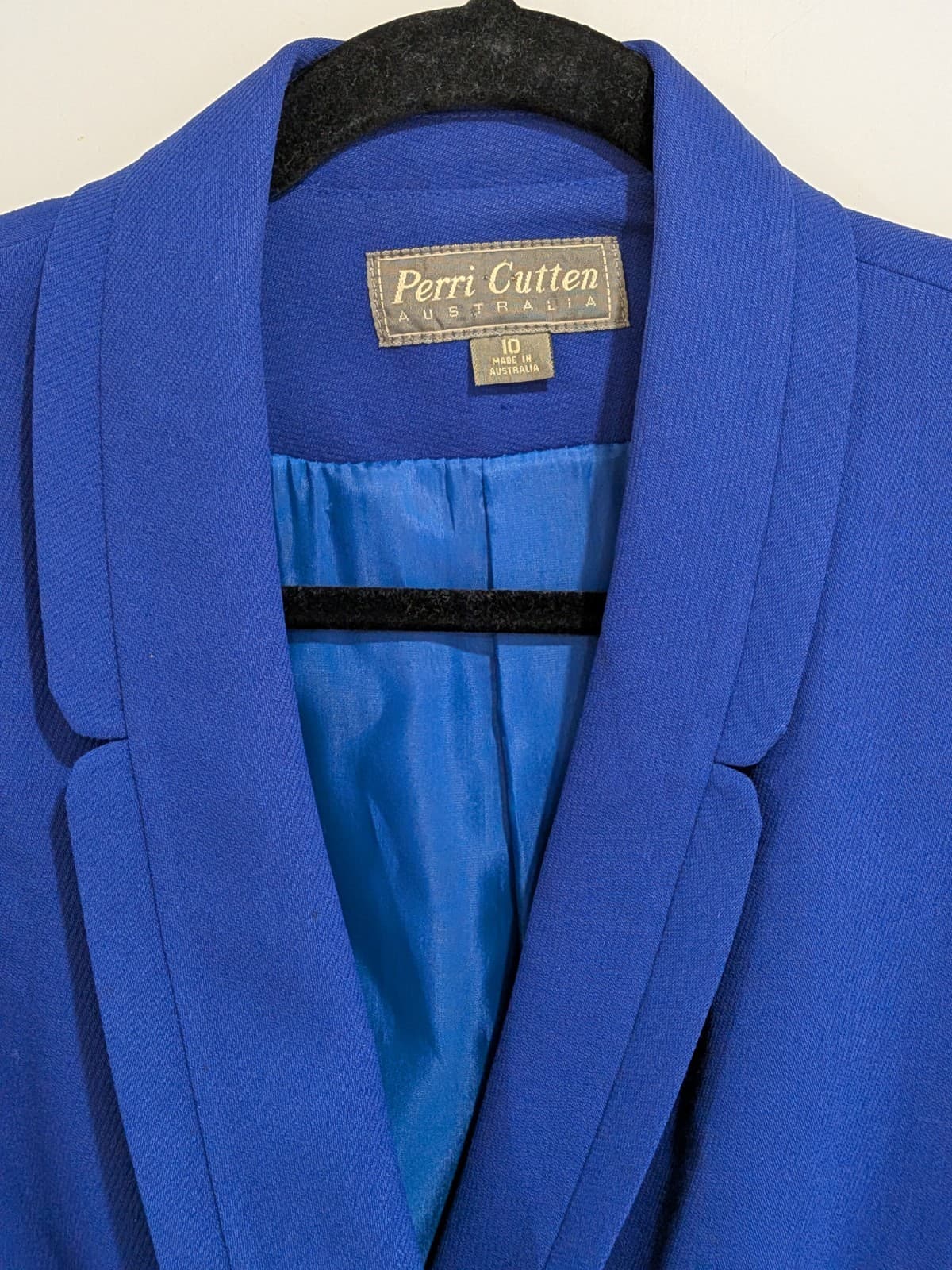 Vintage Perri Cutten Pure Wool Blue Blazer Jacket Size 10 Made In Australia — photo 6 of 9