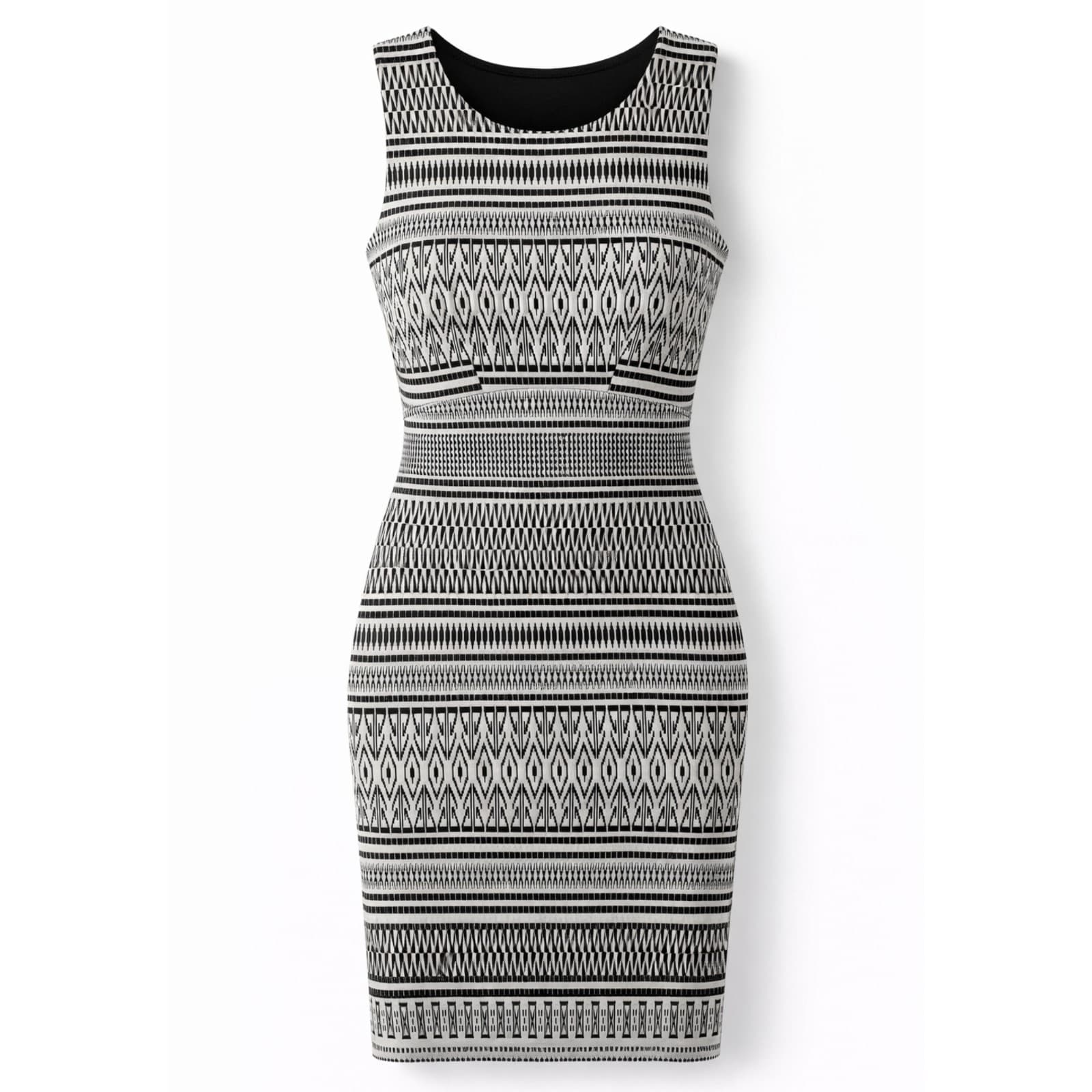 Decjuba Dress Size 14 Black White Geometric Bodycon Work Office Stretch — photo 1 of 12