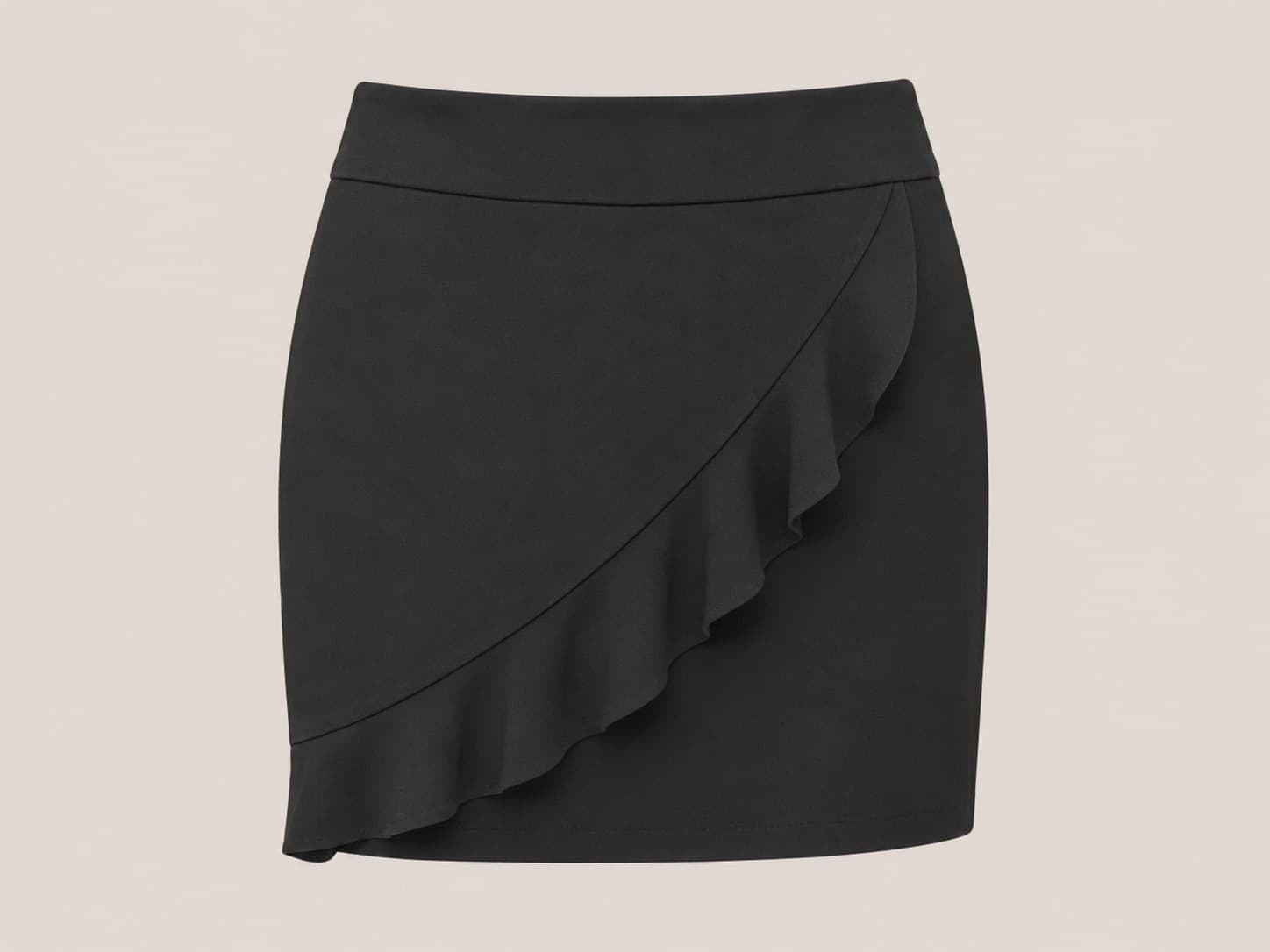 Review Black Ruffle Mini Skirt Size 14 Corporate Cocktail Party Stretch Pencil — photo 2 of 9