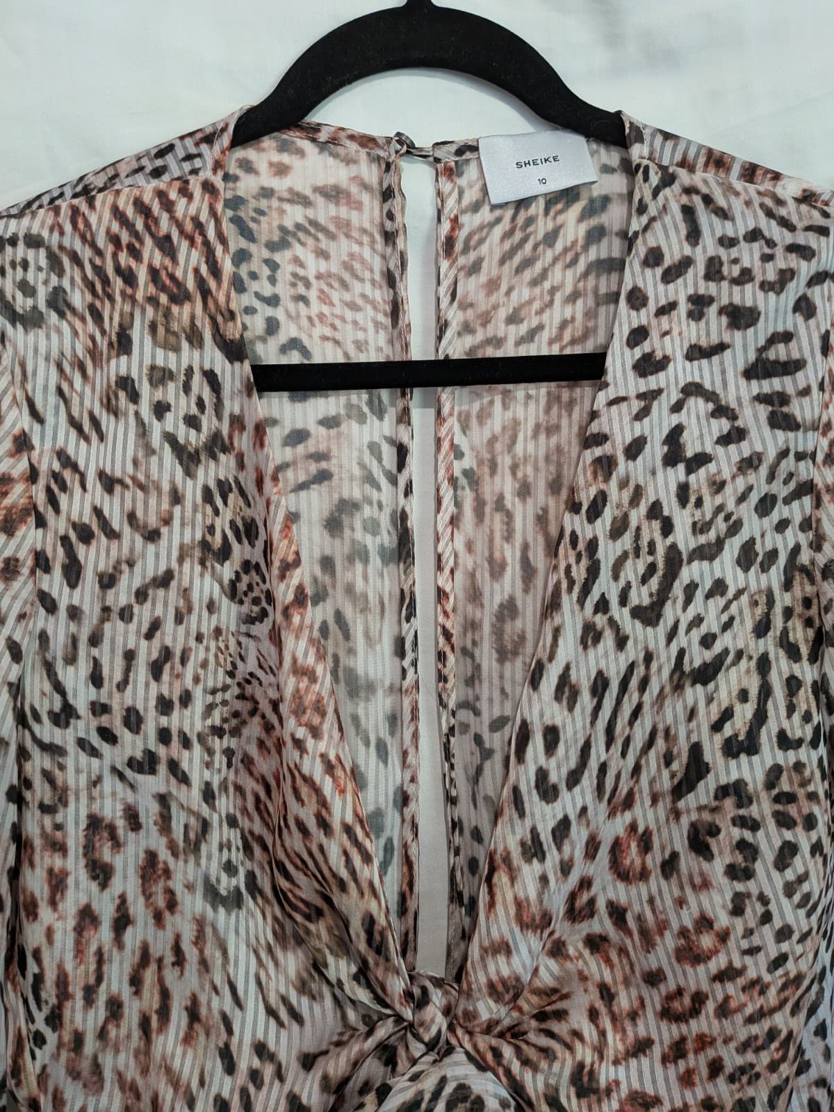 Sheike Leopard Print Mini Dress Size AU 10 US 6 Tie Front Ruffle Party Cocktail — photo 6 of 12