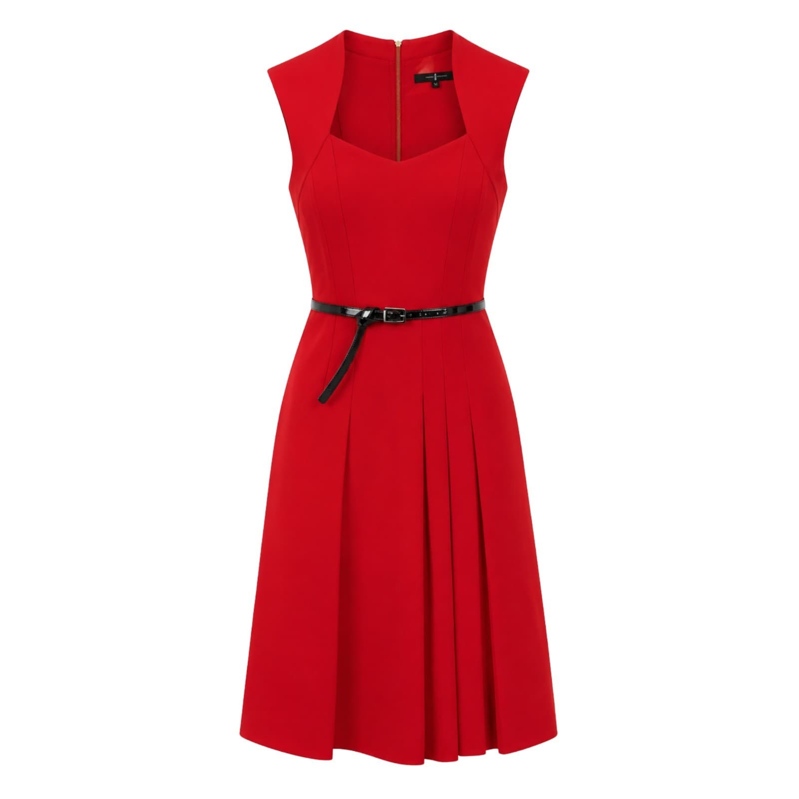 Jasper Conran Red Fit Flare Midi Dress AU 12 Belted Corporate Occasion — photo 1 of 13
