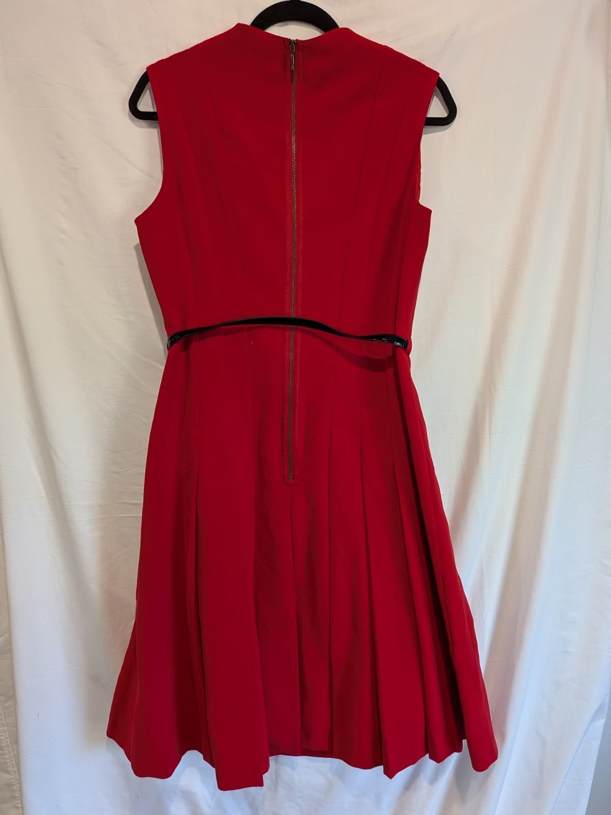 Jasper Conran Red Fit Flare Midi Dress AU 12 Belted Corporate Occasion — photo 11 of 13