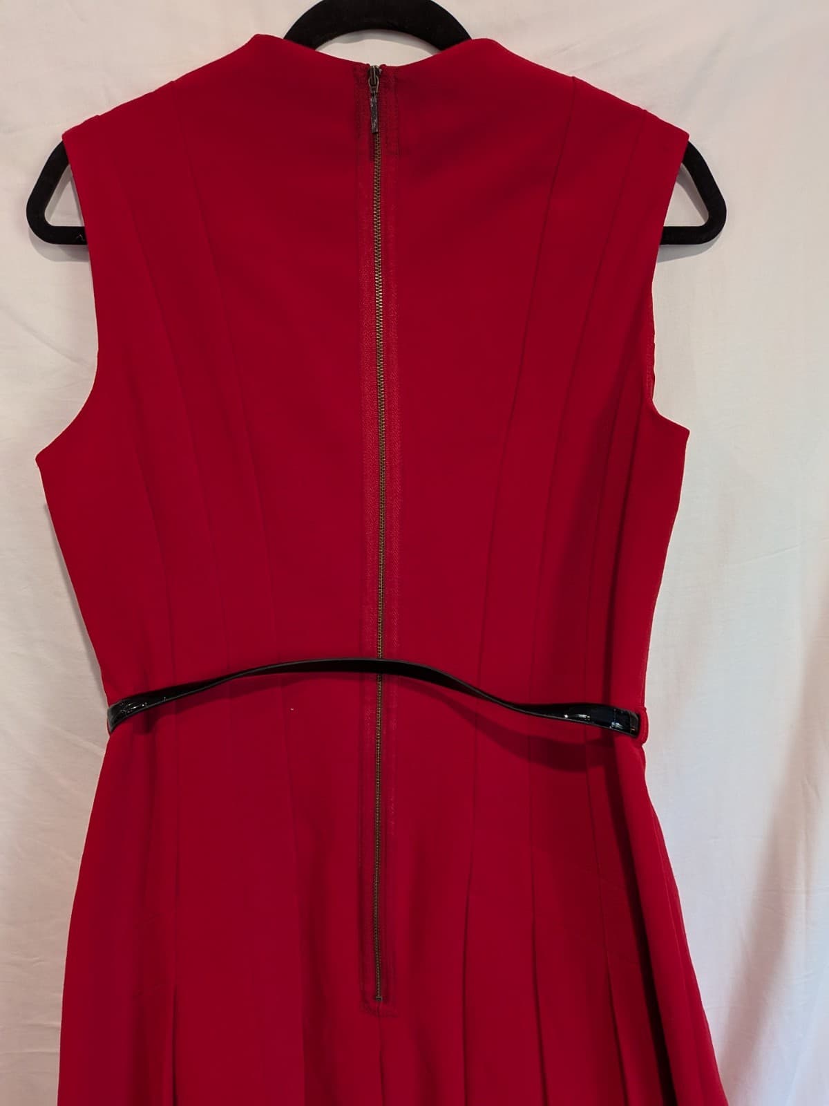 Jasper Conran Red Fit Flare Midi Dress AU 12 Belted Corporate Occasion — photo 12 of 13