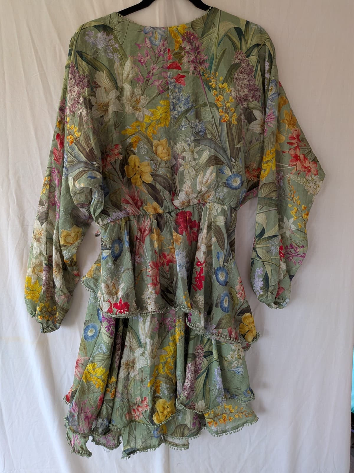 Adorne Dress Floral Green Long Sleeve Boho V Neck Tiered Casual Size 12 — photo 8 of 9