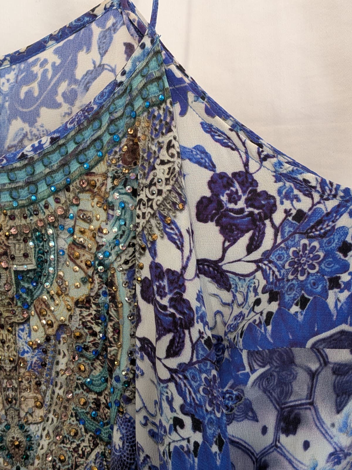 Camilla Guardian Of Secrets Silk Playsuit Romper Small Blue Crystal Embellished — photo 12 of 24
