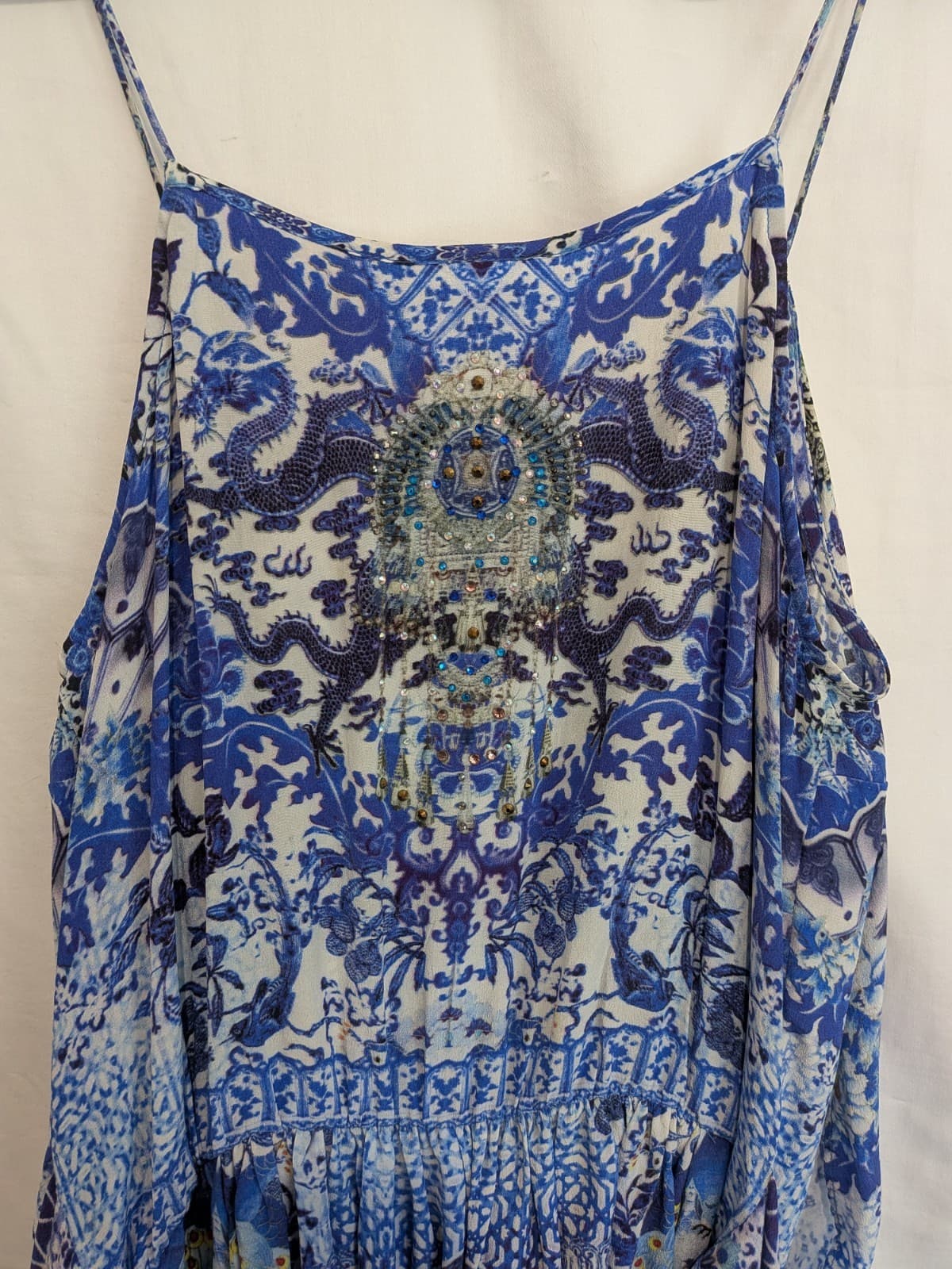 Camilla Guardian Of Secrets Silk Playsuit Romper Small Blue Crystal Embellished — photo 22 of 24