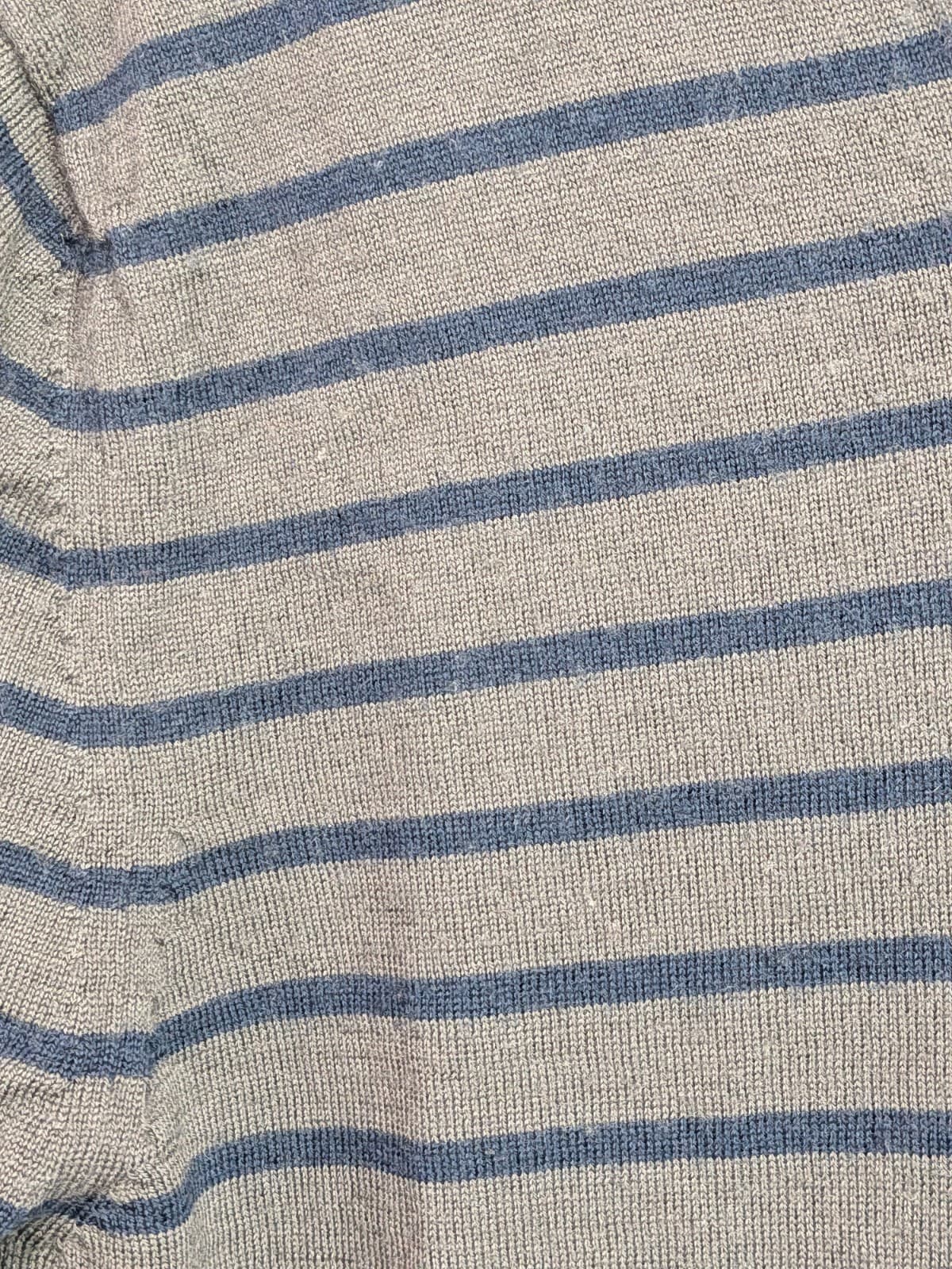 Country Road Merino Wool Jumper Mens Medium Grey Blue Stripe V Neck Knit — photo 5 of 9