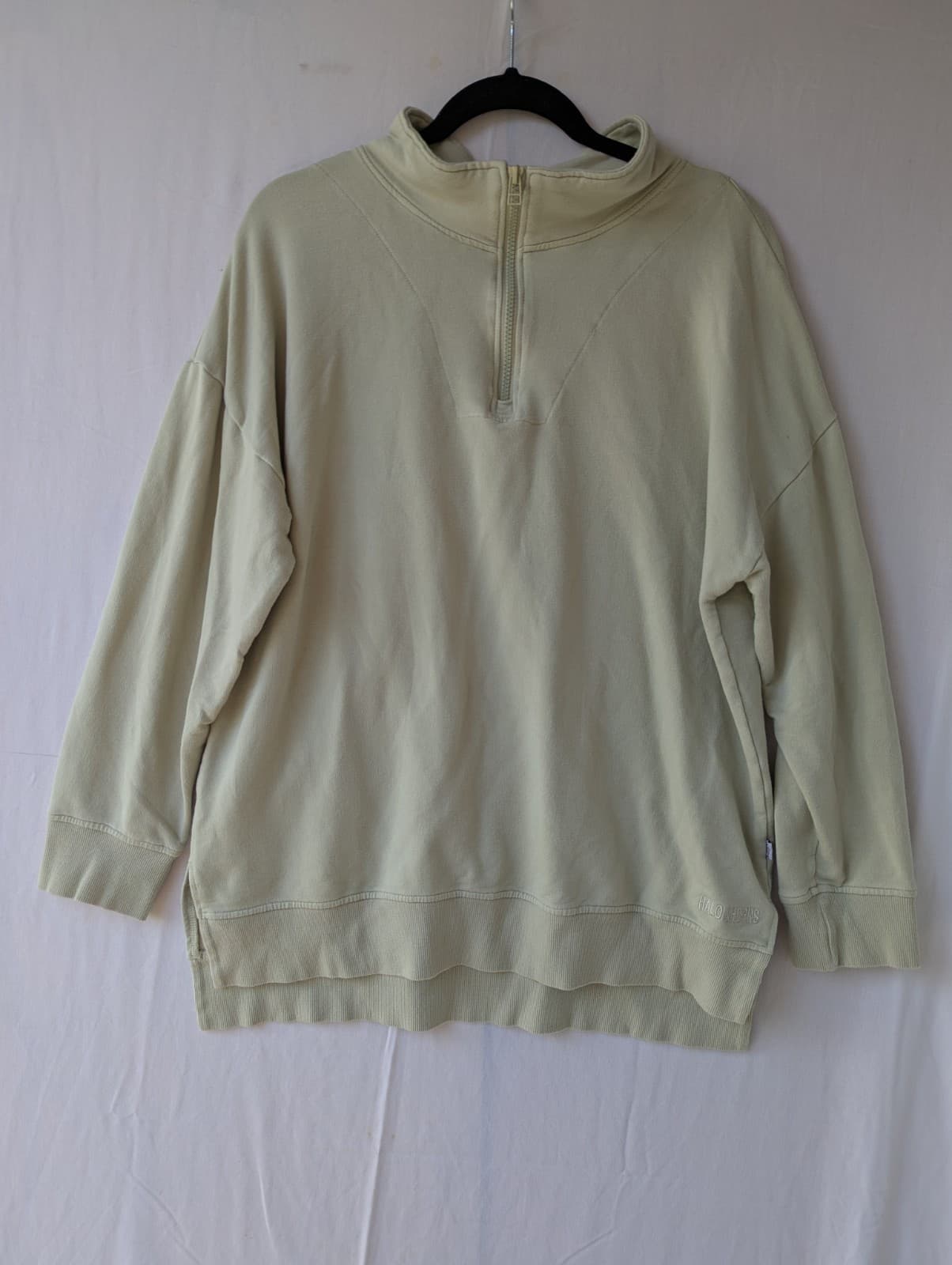 Halo and Horns Jumper Size L Aus 14 Us 10 Green Bamboo Cotton Blend Quarter Zip — photo 2 of 7