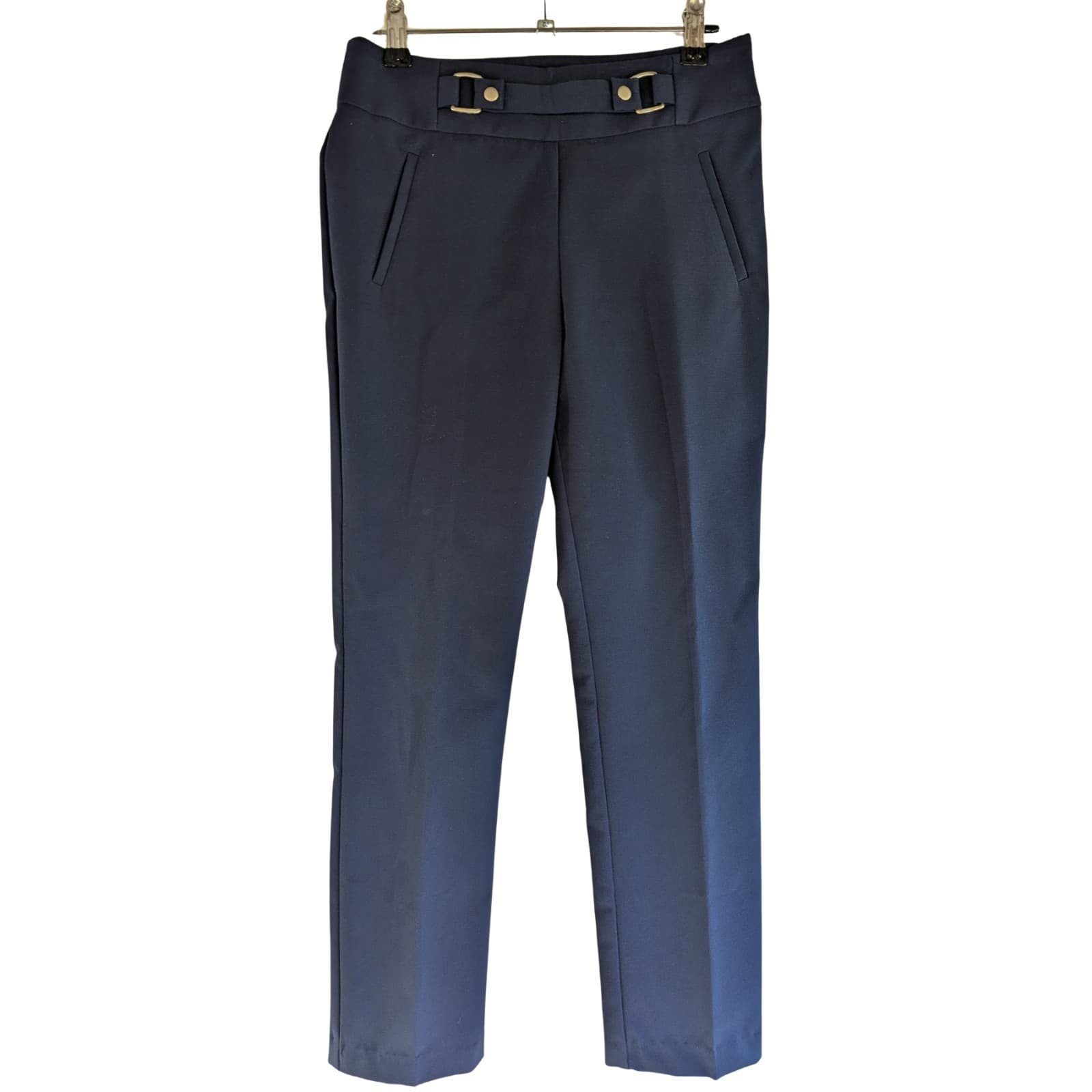 Review Pants Size 8 AUS US 4 Navy Blue Tailored Slim Fit Work Office Trousers — photo 2 of 11