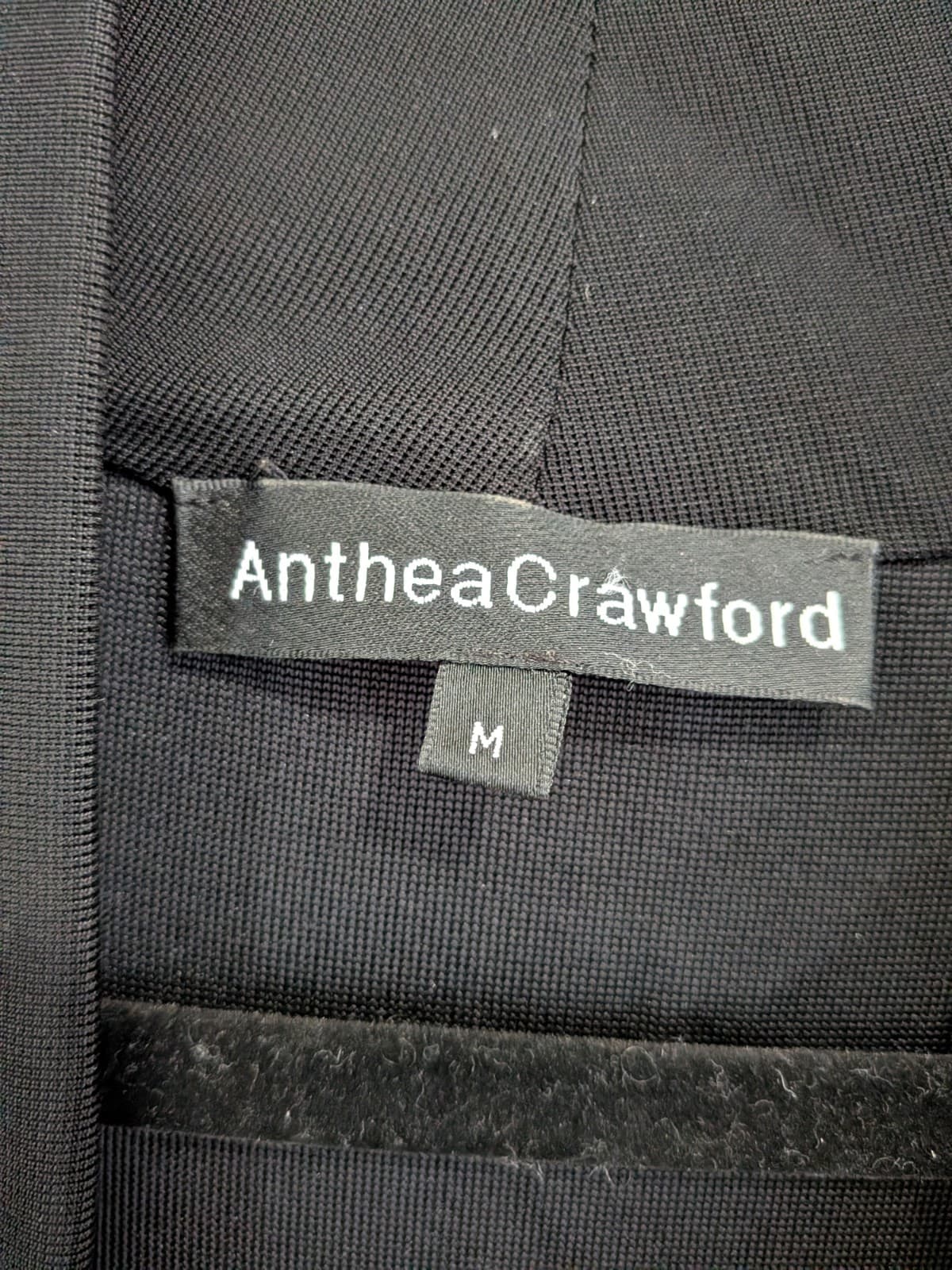 Anthea Crawford Top Womens M Black Tie Neck Blouse Cap Sleeve Stretch Career — photo 7 of 8