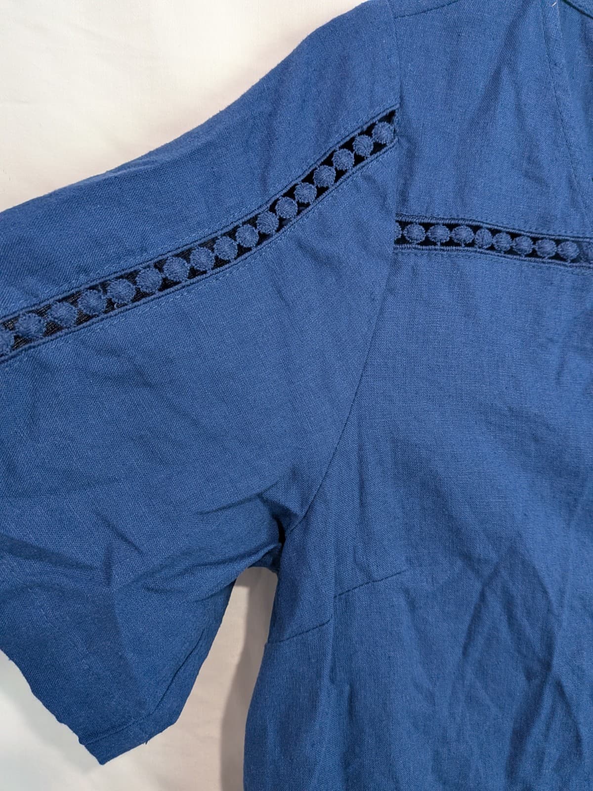 Sportsgirl Linen Blend Smock Dress Navy Blue Tiered Mini Boho AUS 10 US 6 NWT — photo 5 of 9