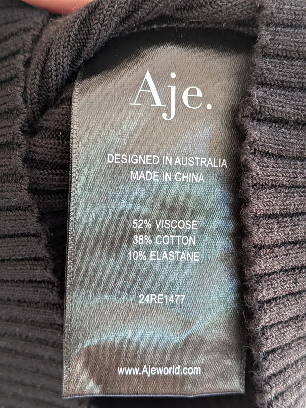 Aje Bronte Rib Tank Top Black XL Scoop Neck Stretch Designer Womens Top — photo 5 of 11