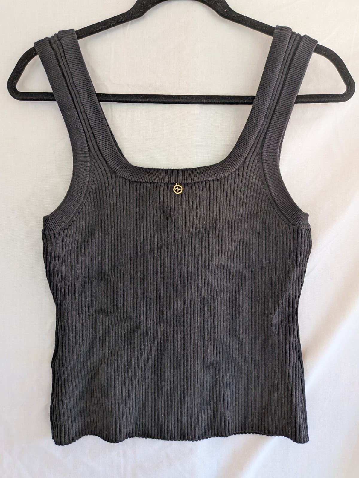 Aje Bronte Rib Tank Top Black XL Scoop Neck Stretch Designer Womens Top — photo 10 of 11